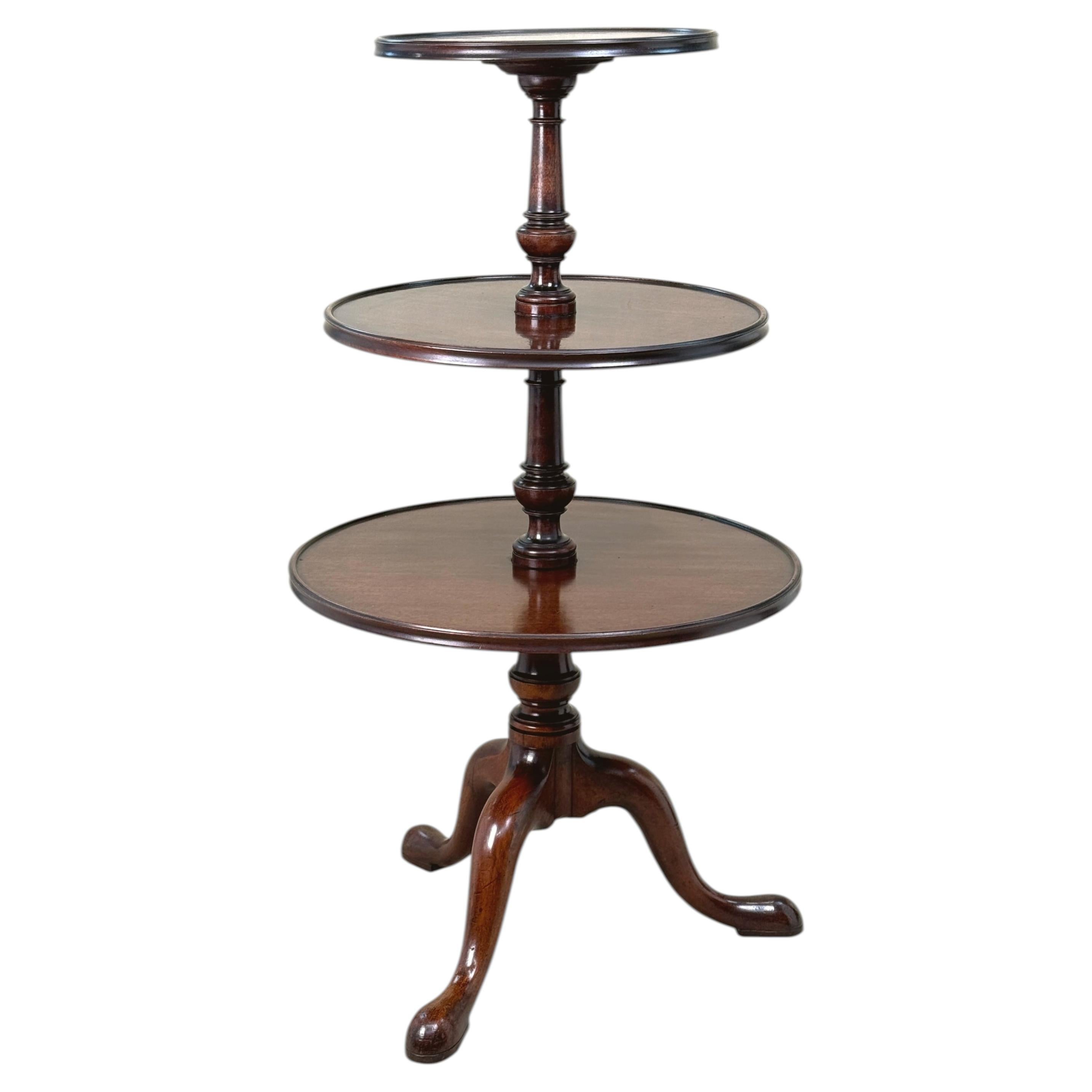 Georgian 18th Century Mahogany Three Tier Dumbwaiter For Sale