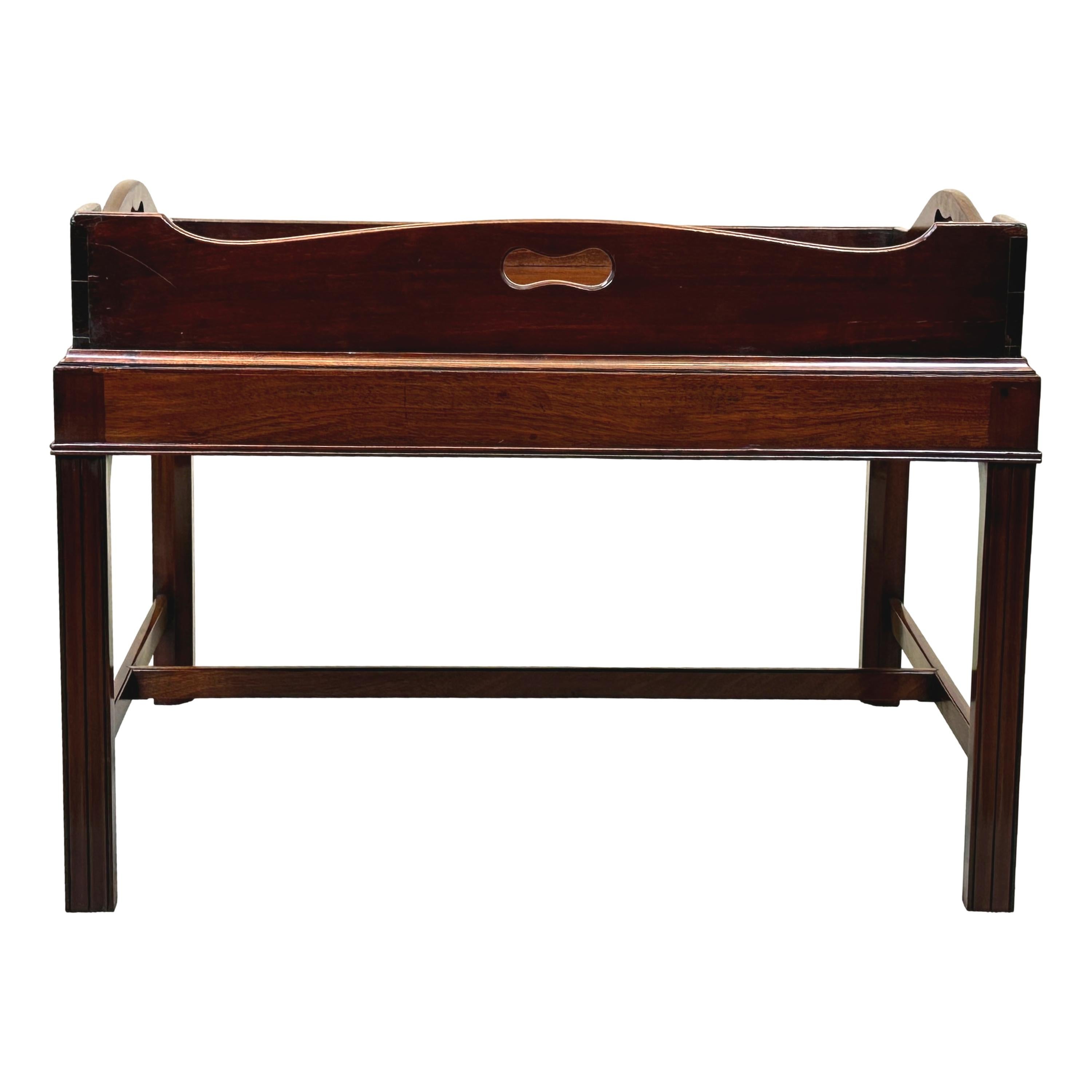 English Georgian 18th Century Mahogany Tray on Stand