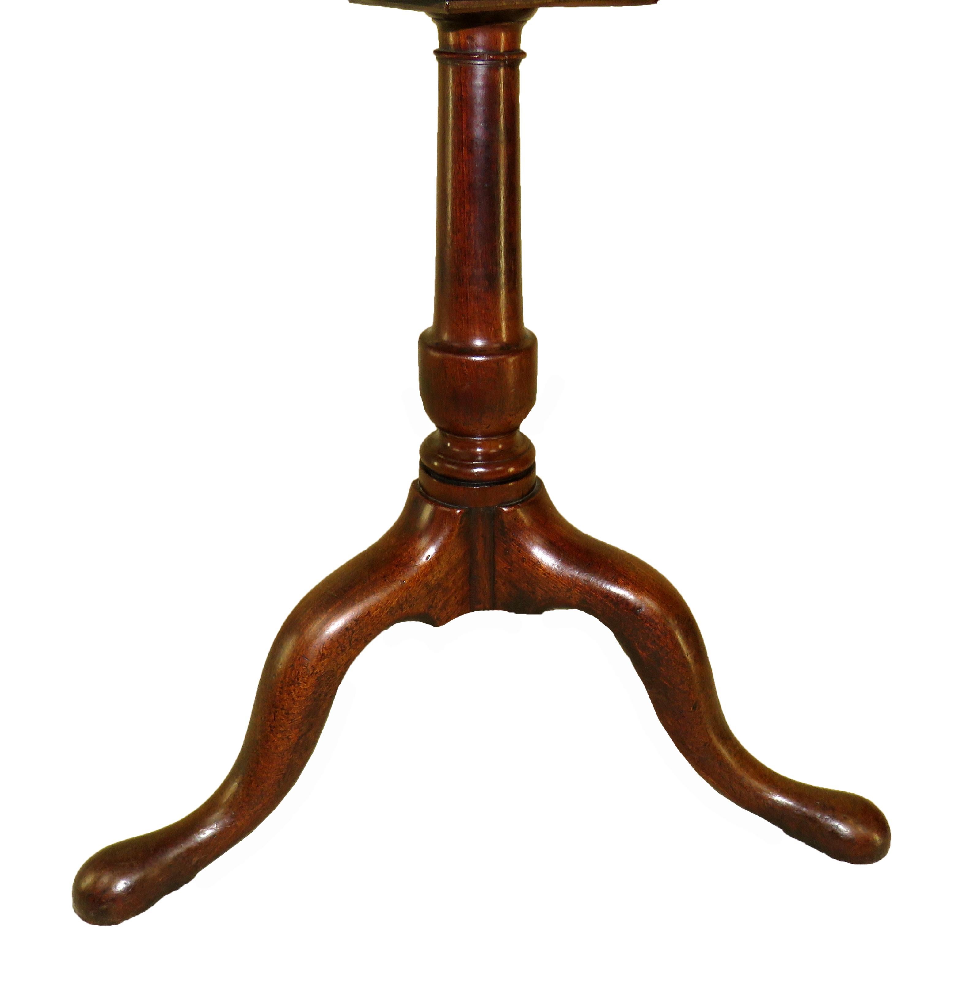 A very good quality Georgian mahogany occasional table
Having well figured circular tilting top raised on elegant
Vase turned central stem terminating on tripod legs
And pad feet retaining exceptional untouched color
And patina