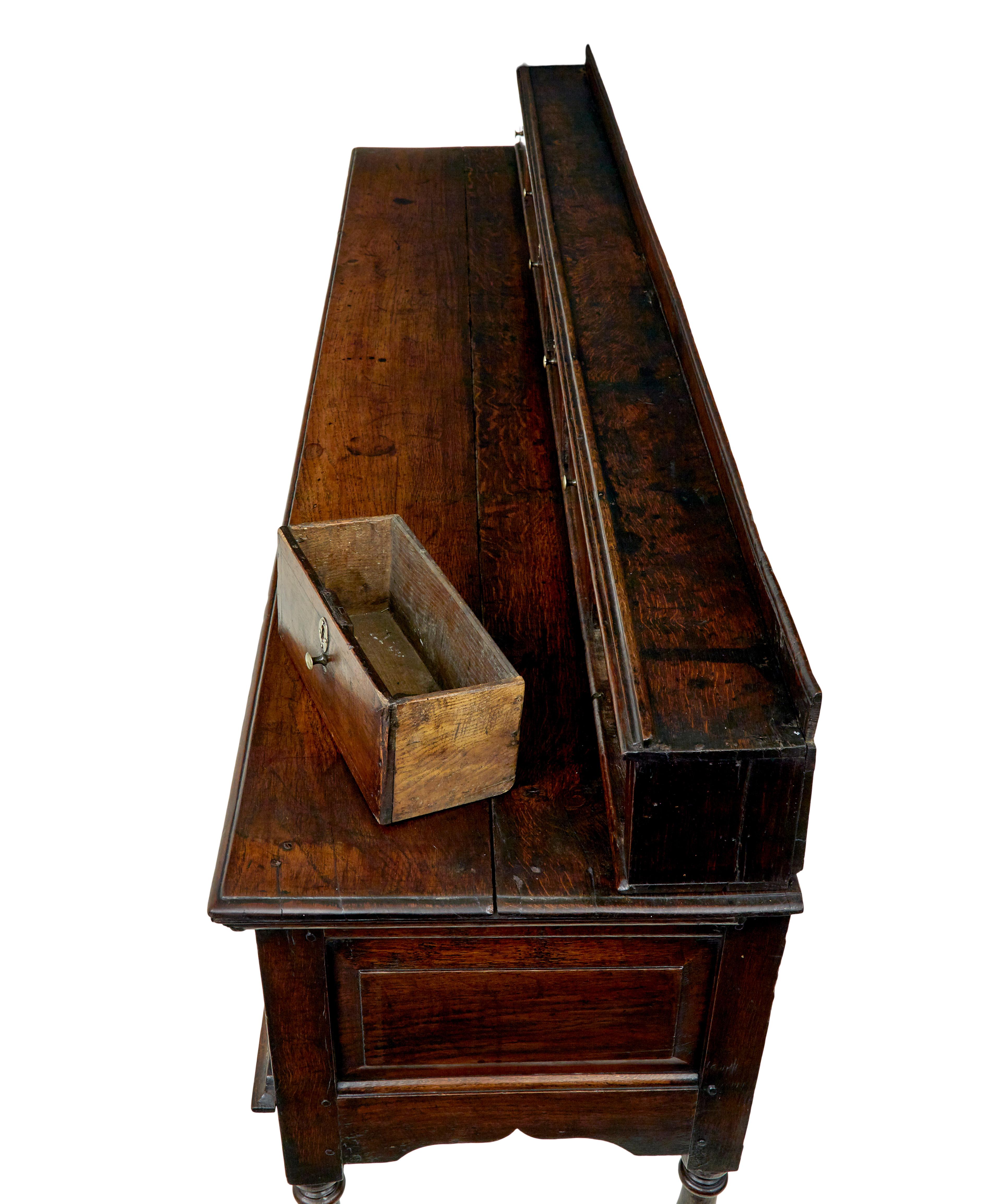 Georgian 18th century oak dresser base and spice drawers For Sale 3