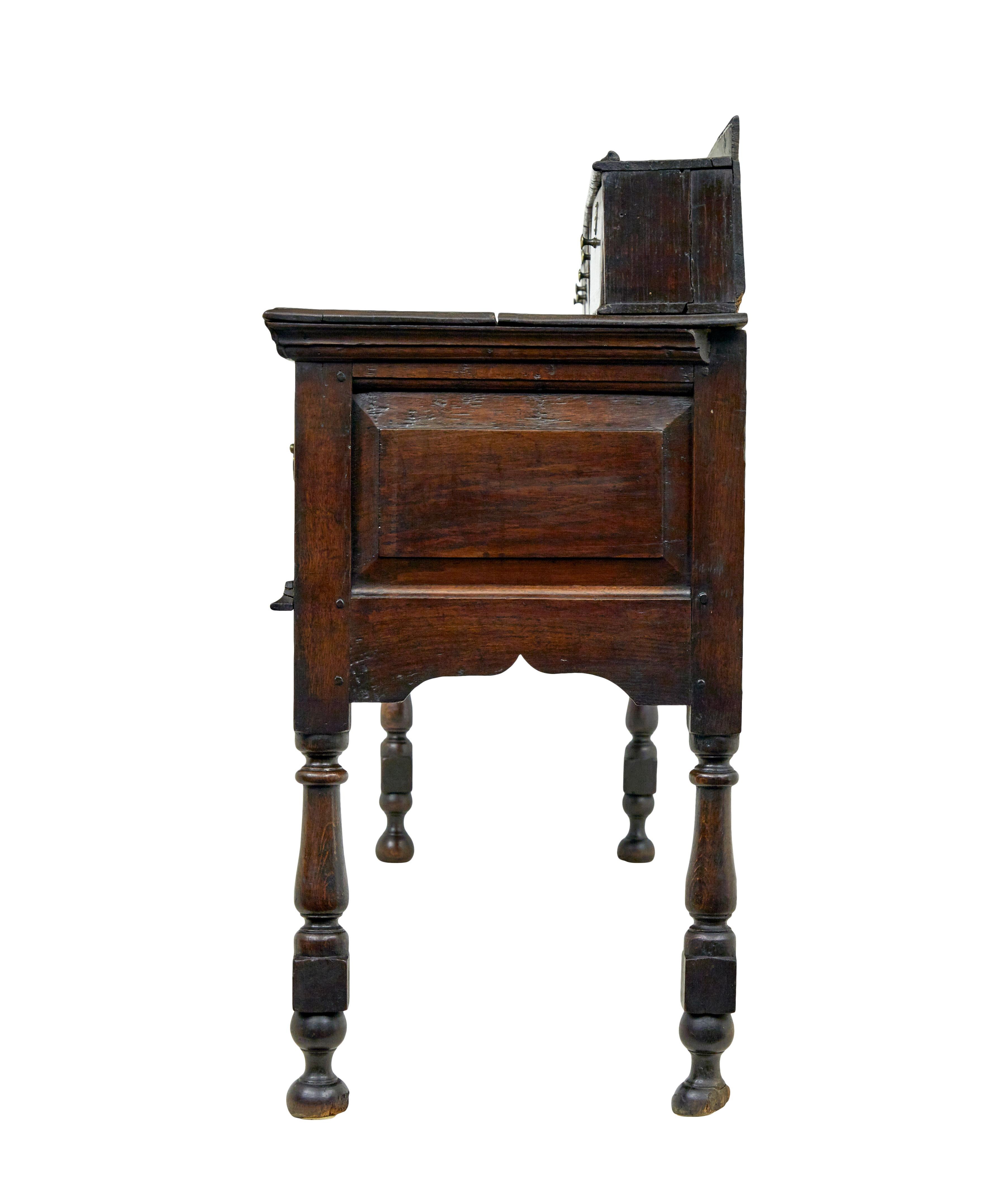 Hand-Carved Georgian 18th century oak dresser base and spice drawers For Sale
