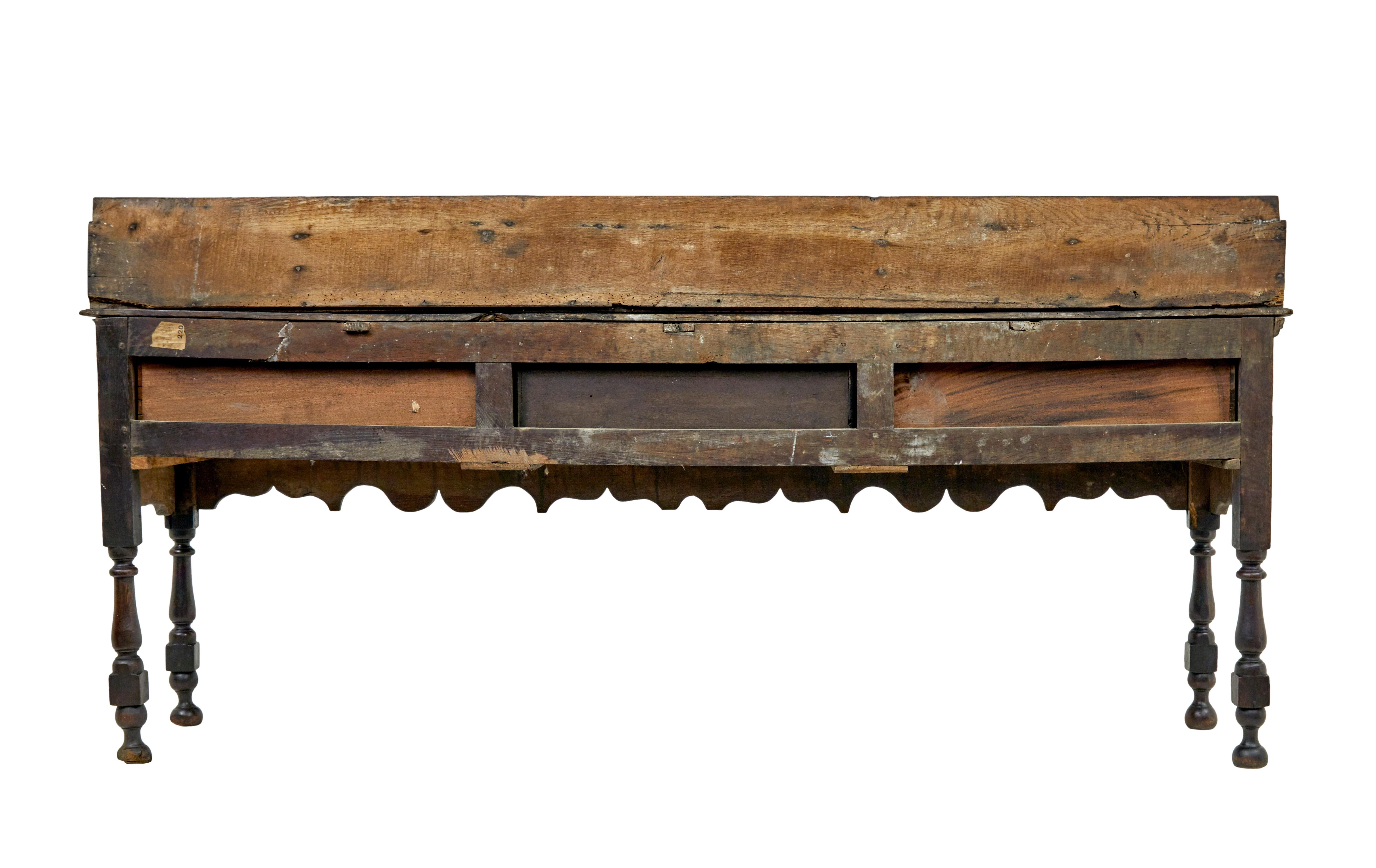 Georgian 18th century oak dresser base and spice drawers In Good Condition For Sale In Debenham, Suffolk