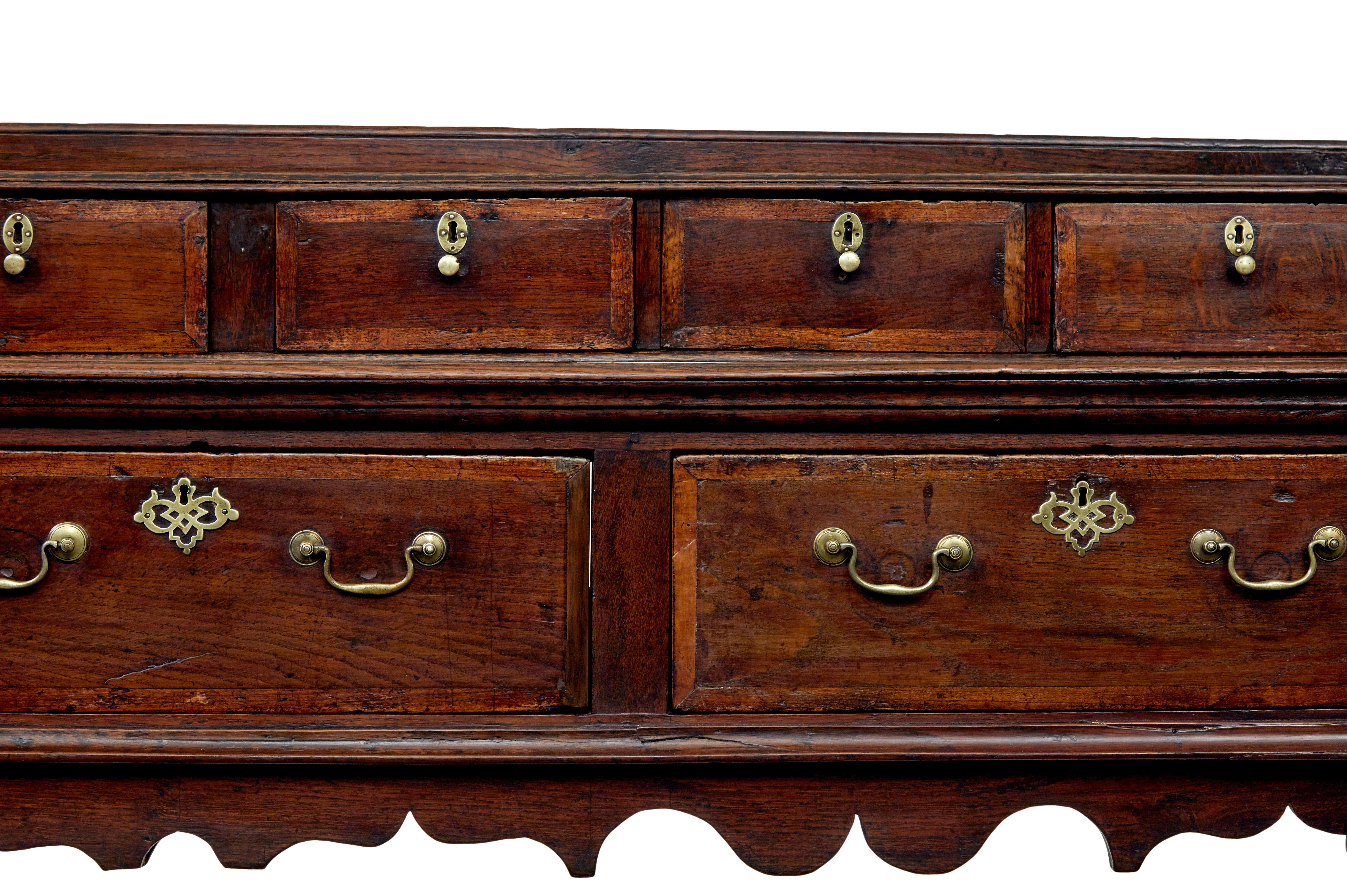 Georgian 18th century oak dresser base and spice drawers For Sale 1