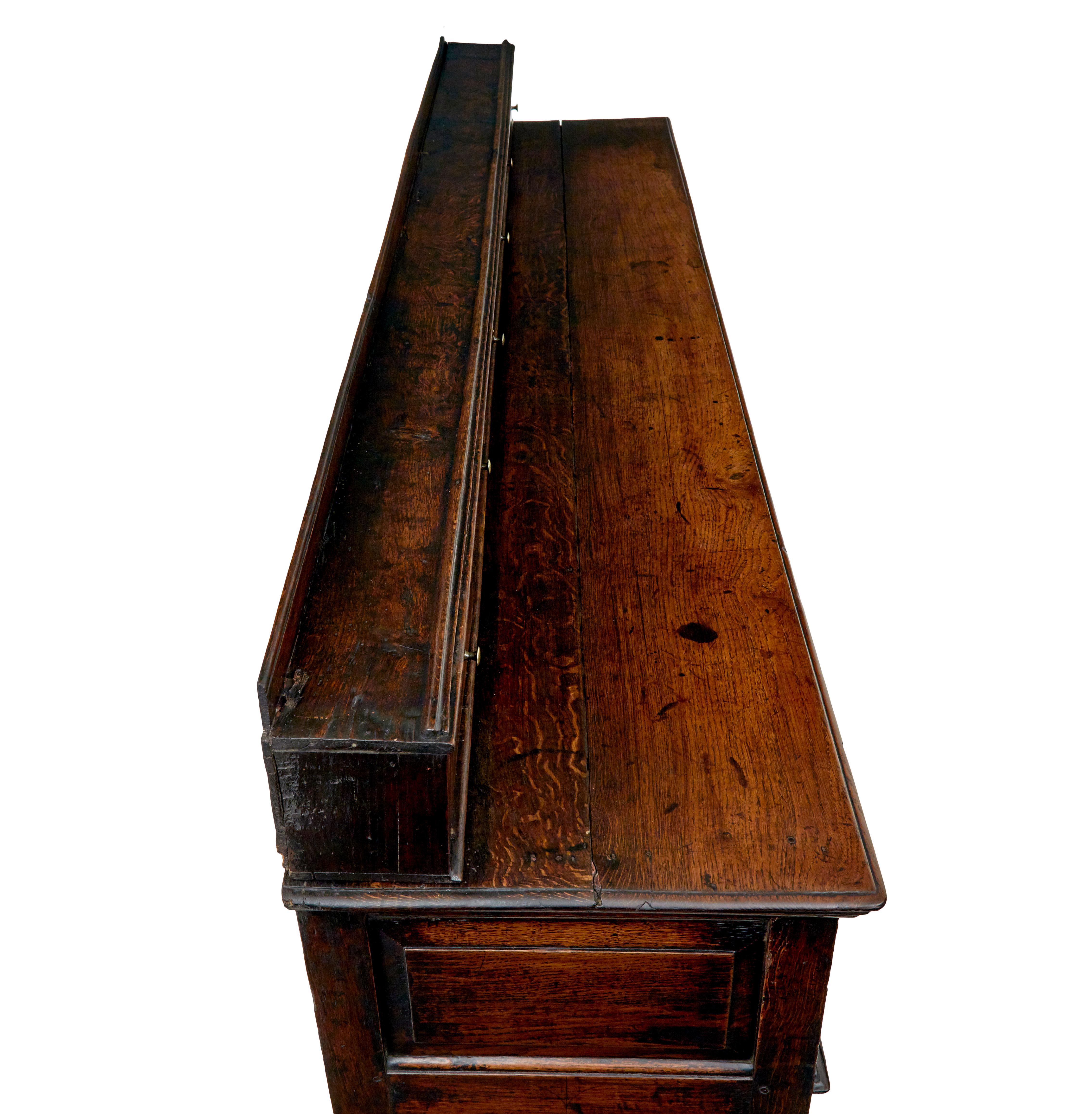 Georgian 18th century oak dresser base and spice drawers For Sale 2