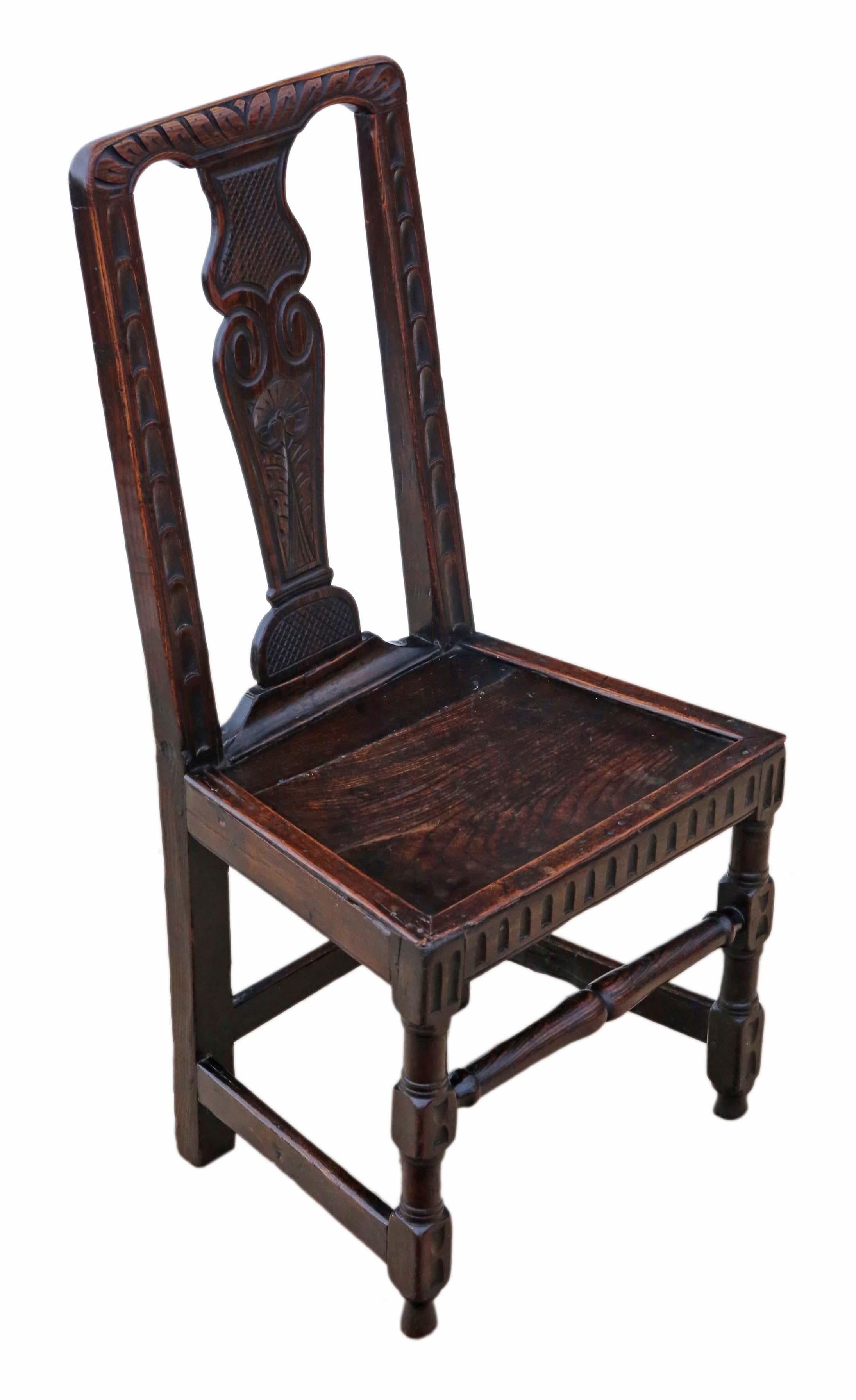 Georgian 18th Century Oak Hall Side Occasional Decorative Chair In Good Condition In Wisbech, Cambridgeshire