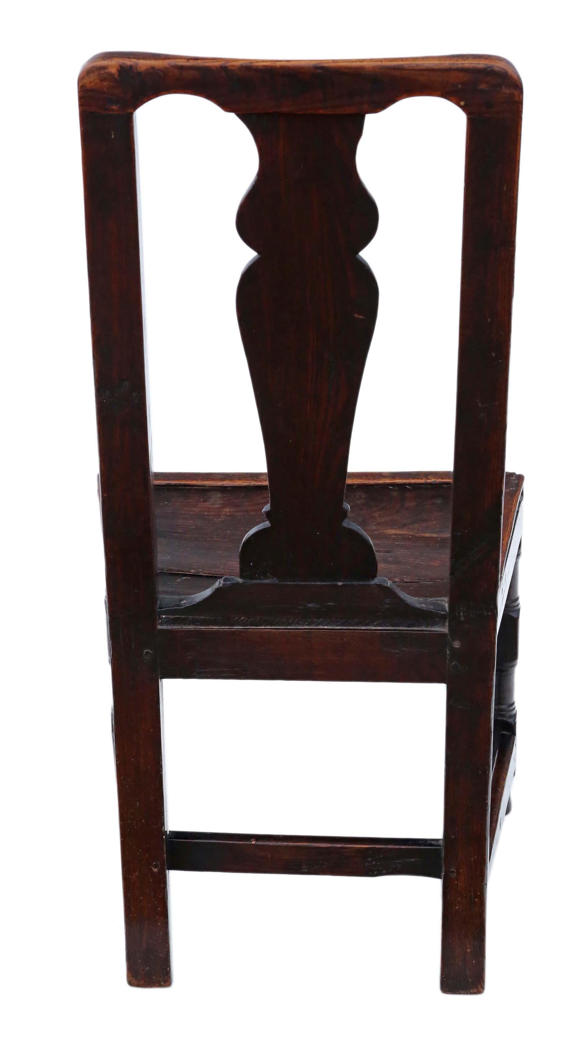 Georgian 18th Century Oak Hall Side Occasional Decorative Chair 2