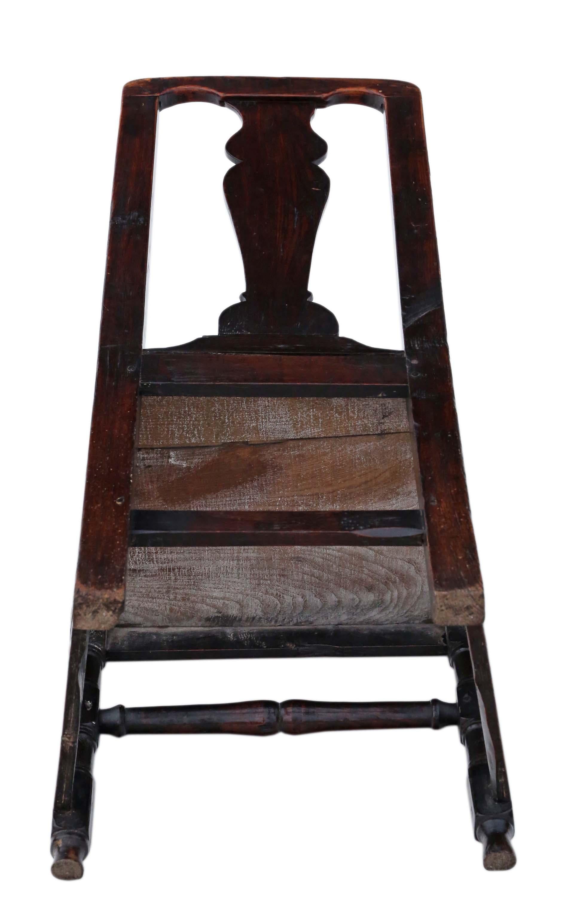 Georgian 18th Century Oak Hall Side Occasional Decorative Chair 3