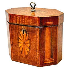 Caja de té octogonal georgiana de caoba del siglo XVIII