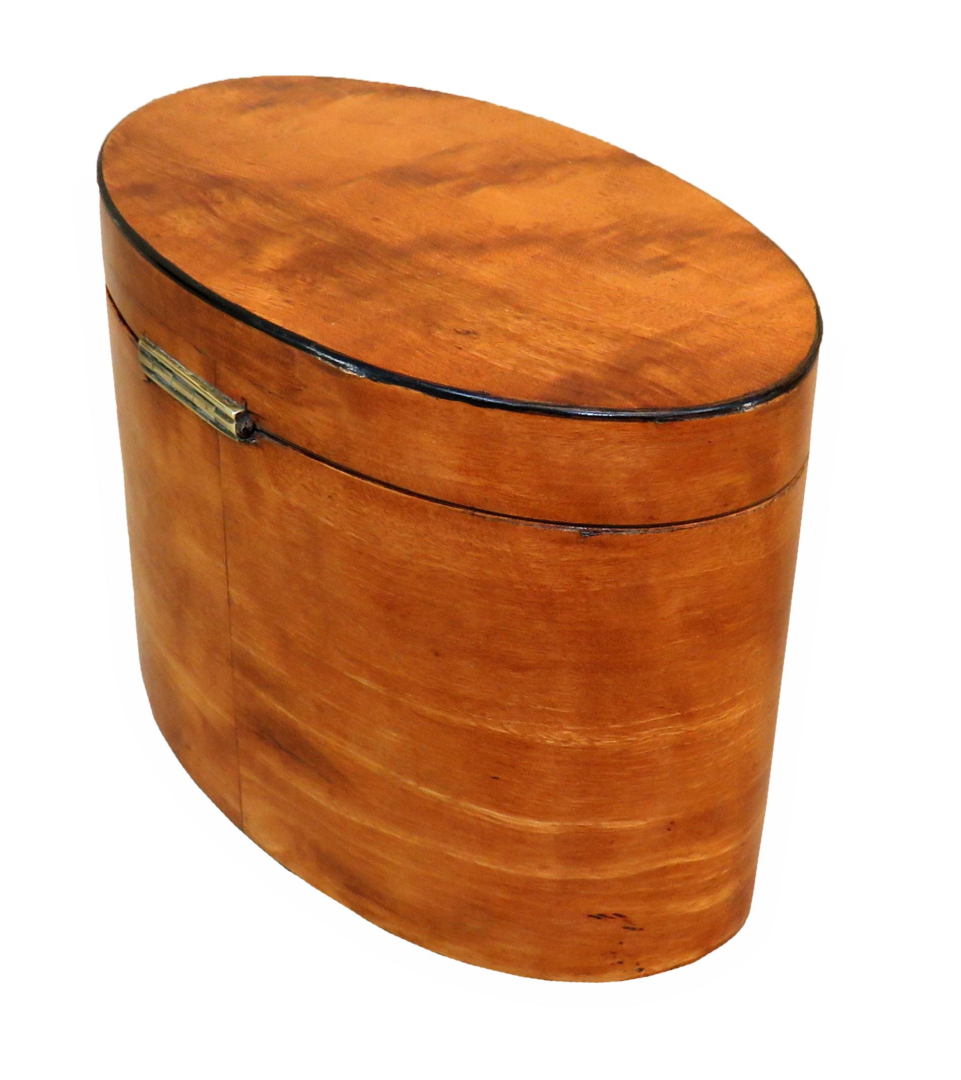 George III Georgian 18th Century Satinwood Oval Tea Caddy