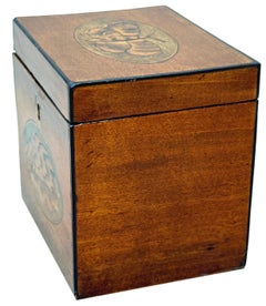 Georgian 18th Century Satinwood Tea Caddy Butterfly Inlay