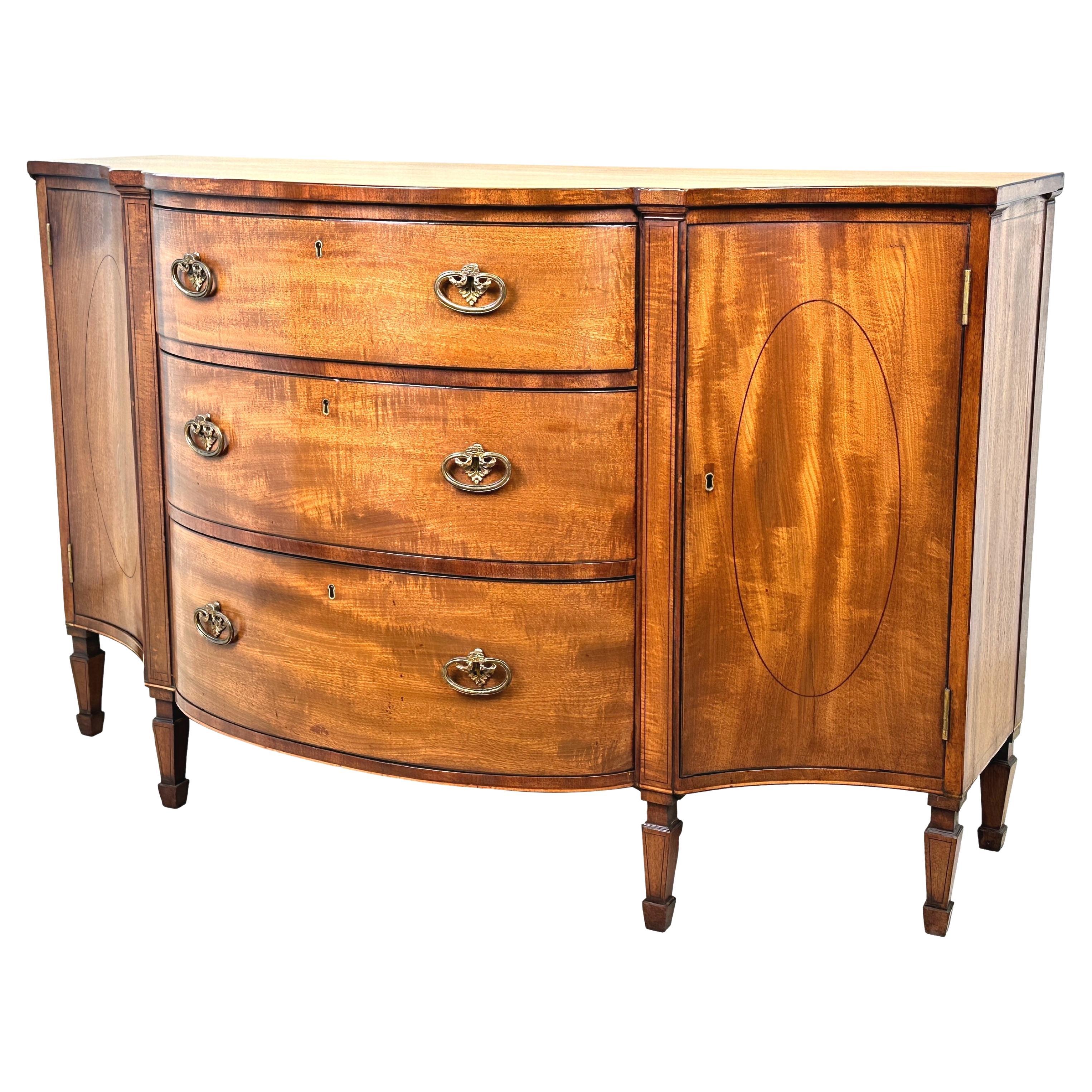 Georgian 18th Century Serpentine Side Cabinet Commode For Sale