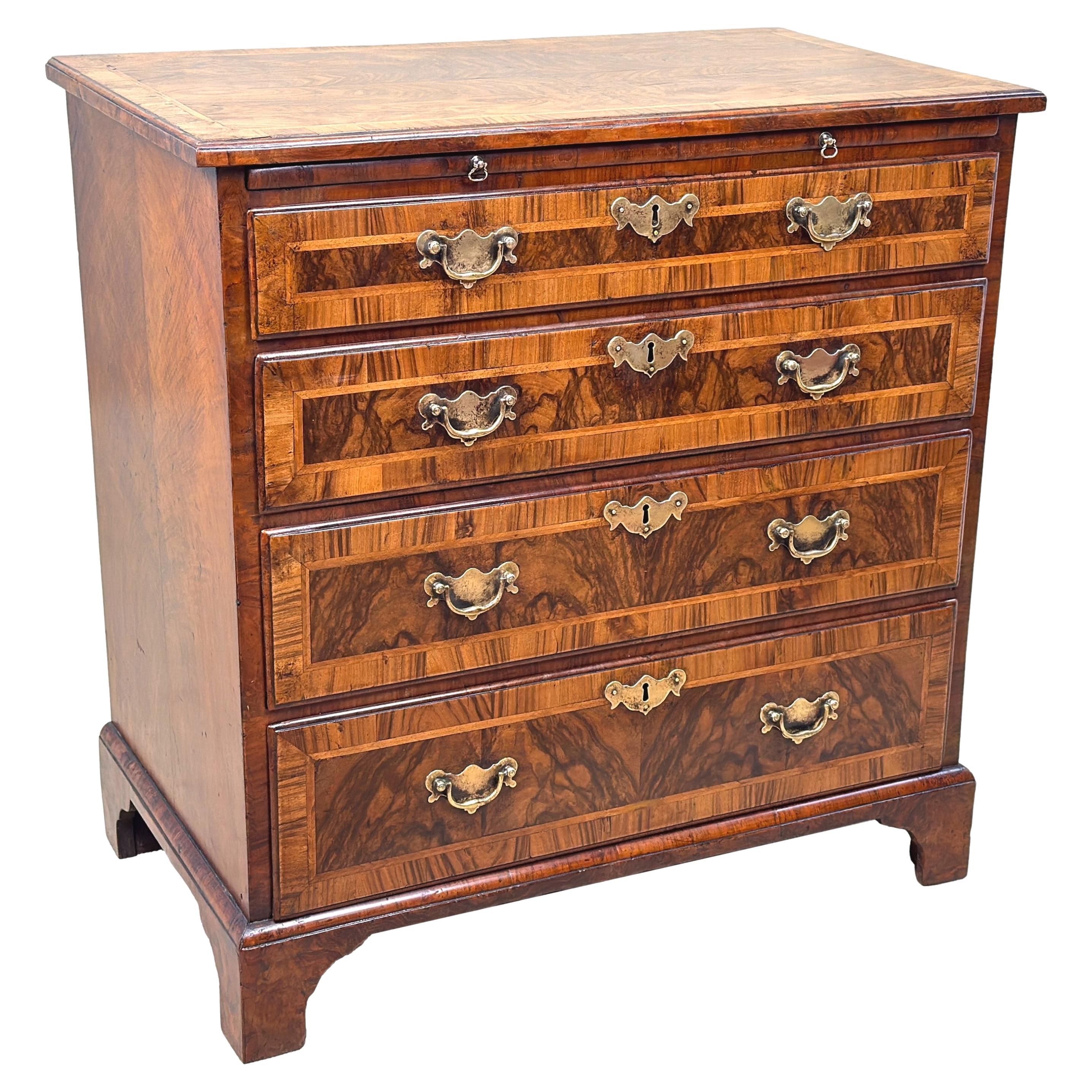 Georgian 18th Century Small Walnut Chest Of Drawers For Sale