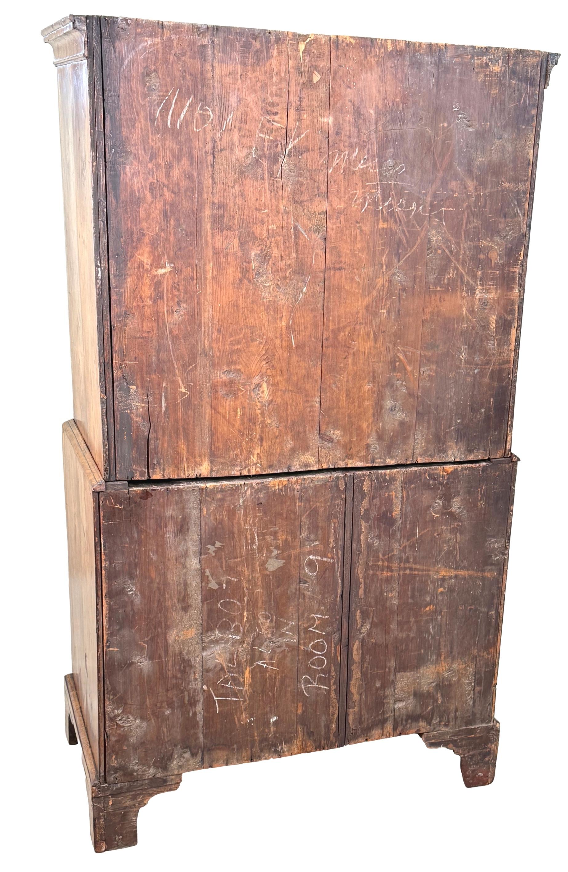 Georgian 18. Jahrhundert Nussbaum Tallboy Chest On Chest im Angebot 3