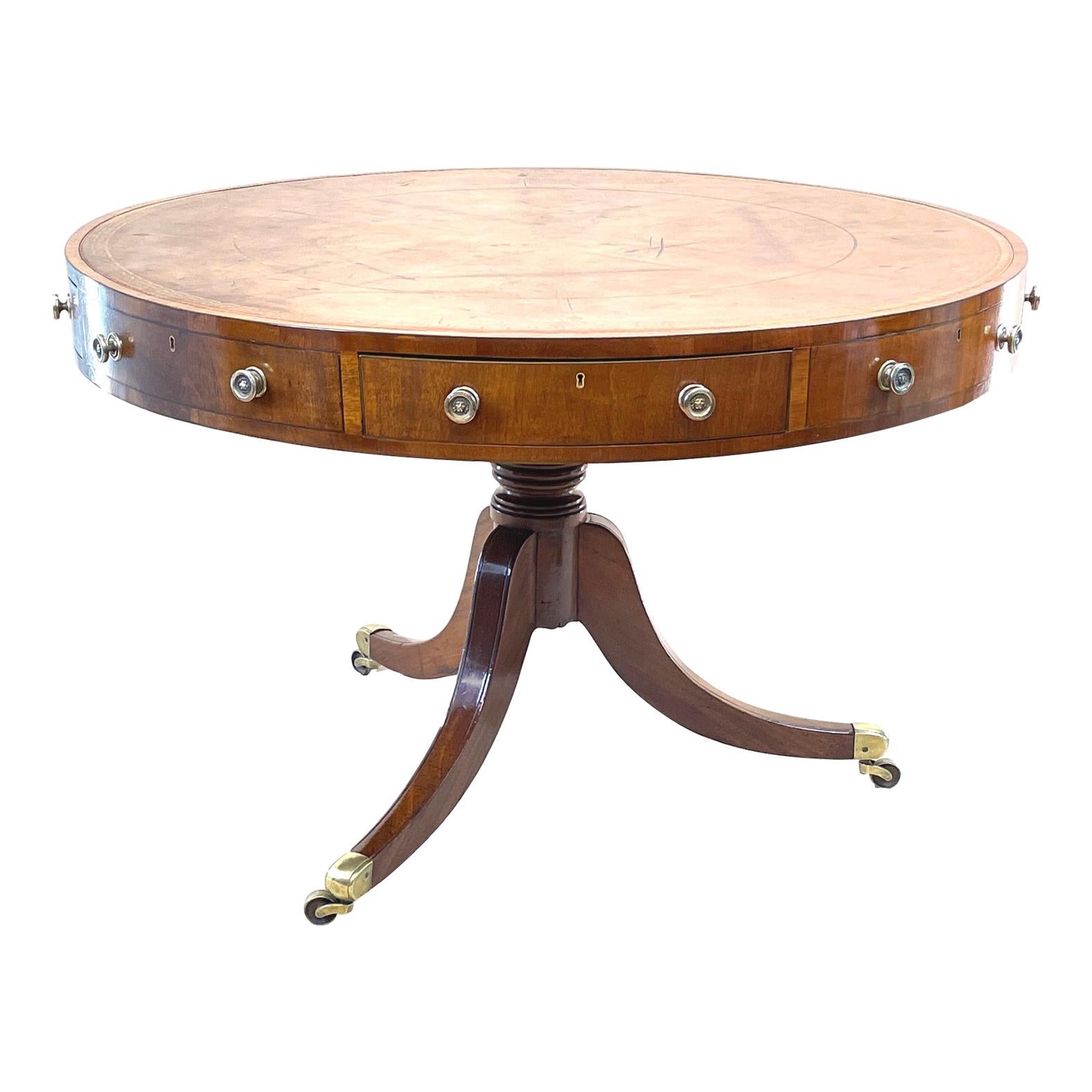 Georgian 19th Century Mahogany Drum Table