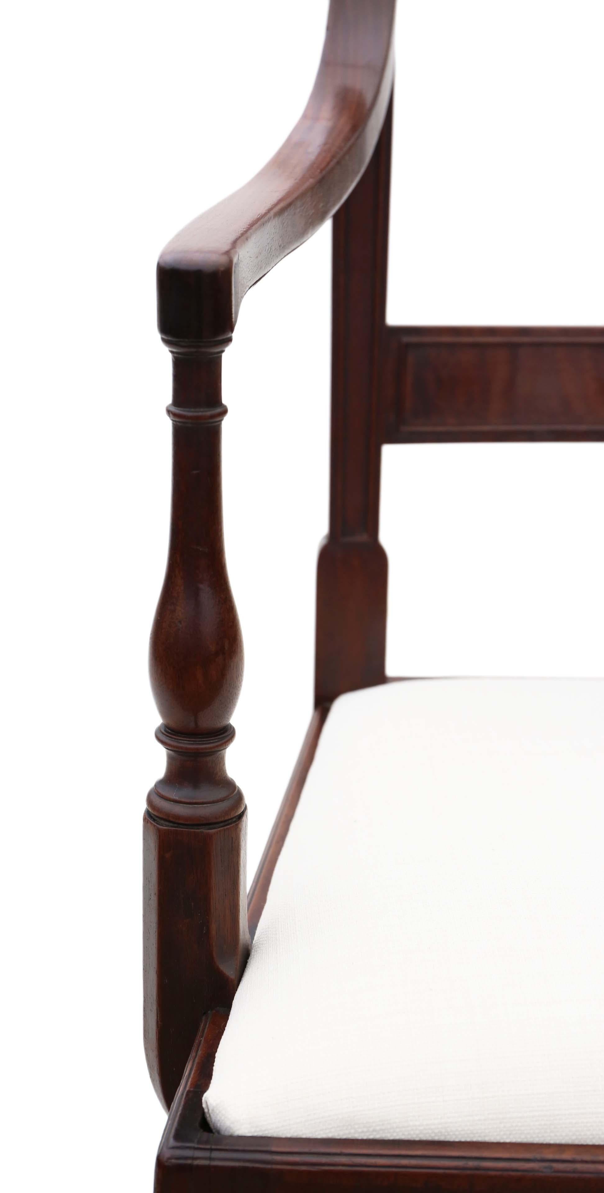 Georgian 19th Century Mahogany Office Elbow Desk Chair Carver 2