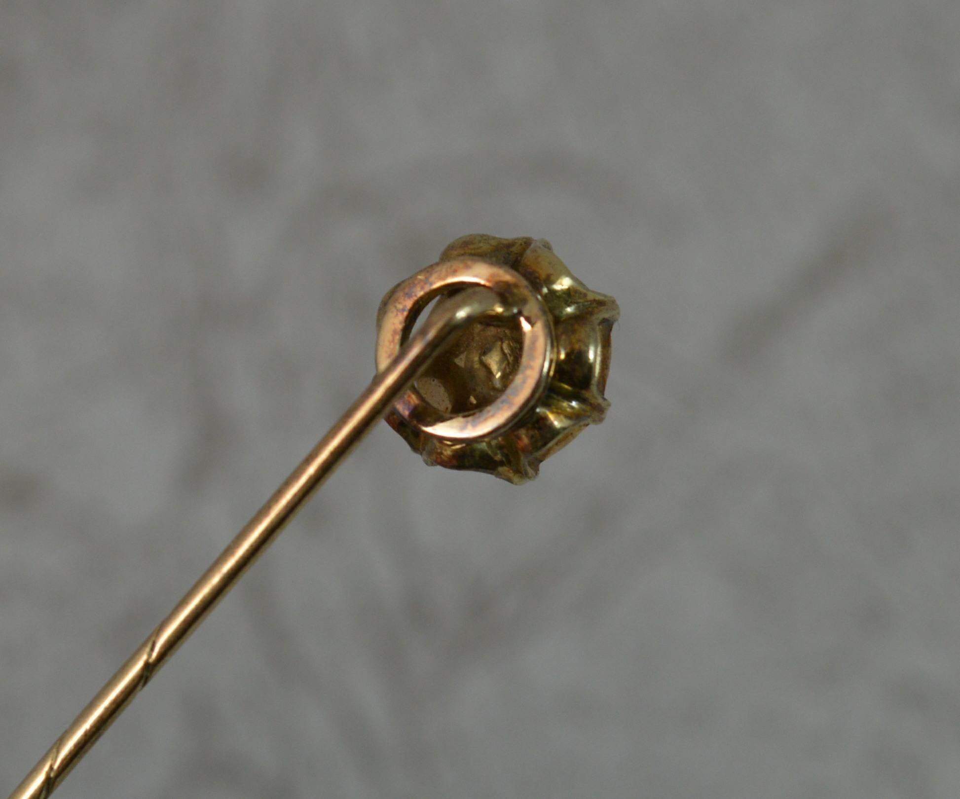 George III Georgian 1 Carat Foiled Rose Cut Diamond Rose Gold Stick Pin