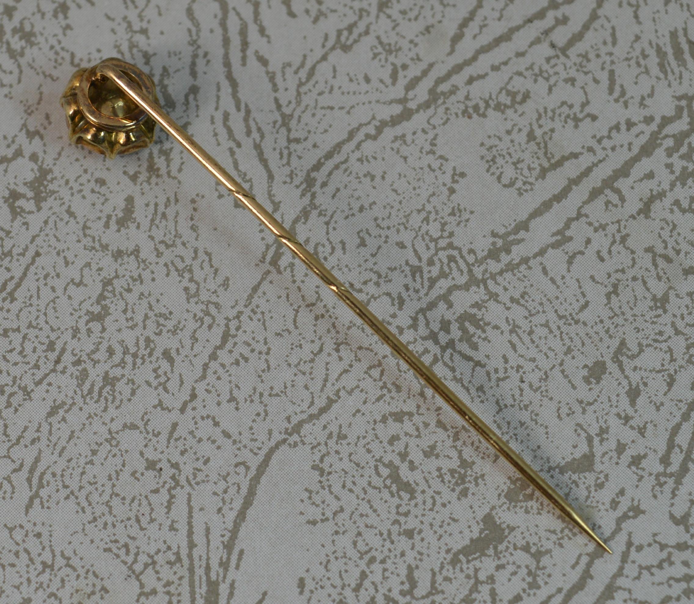 Women's or Men's Georgian 1 Carat Foiled Rose Cut Diamond Rose Gold Stick Pin