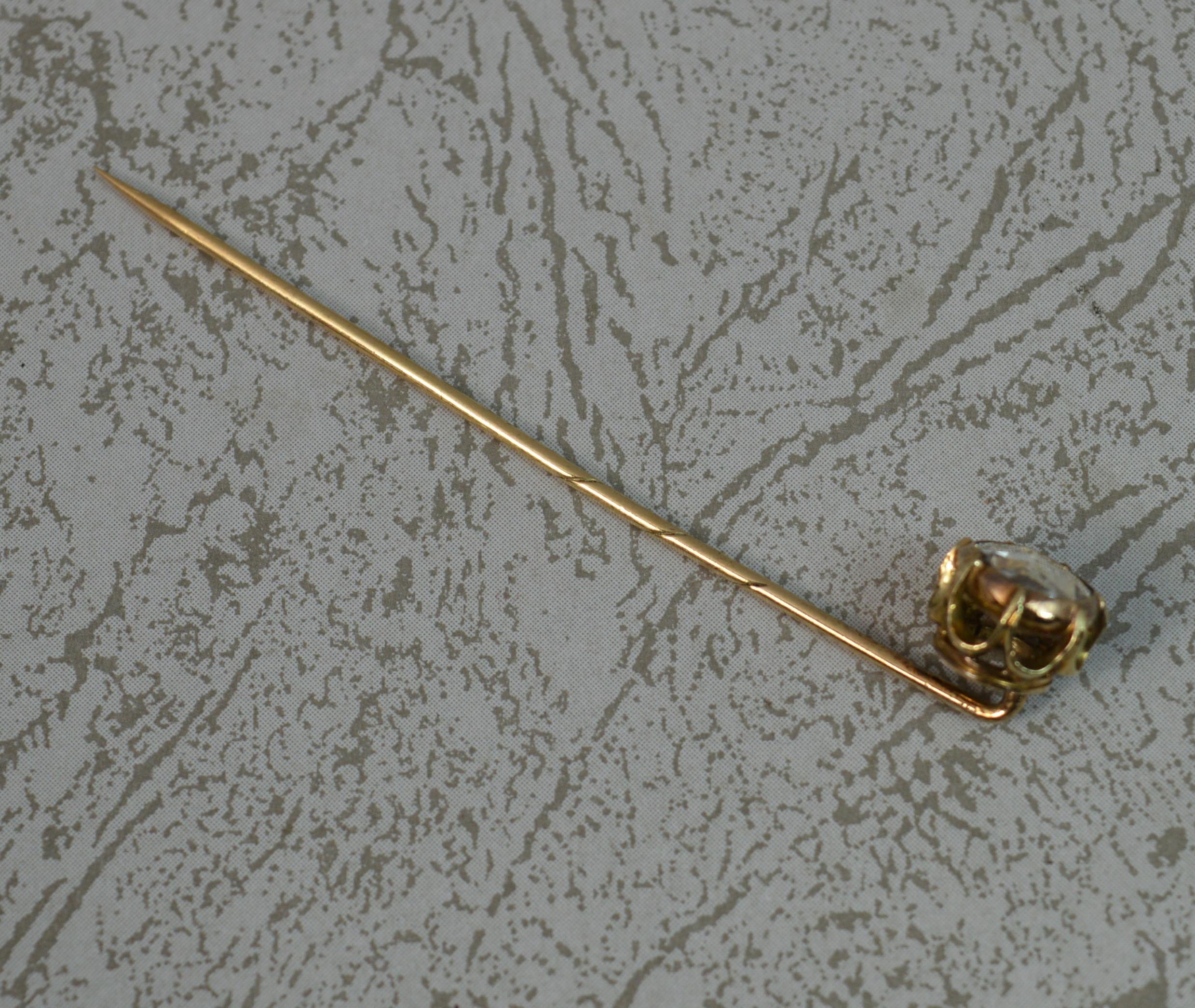 Georgian 1 Carat Foiled Rose Cut Diamond Rose Gold Stick Pin 1
