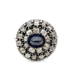 Georgian 2.0 Carat Natural Sapphire 2.40 Carat Diamond Rare Ring