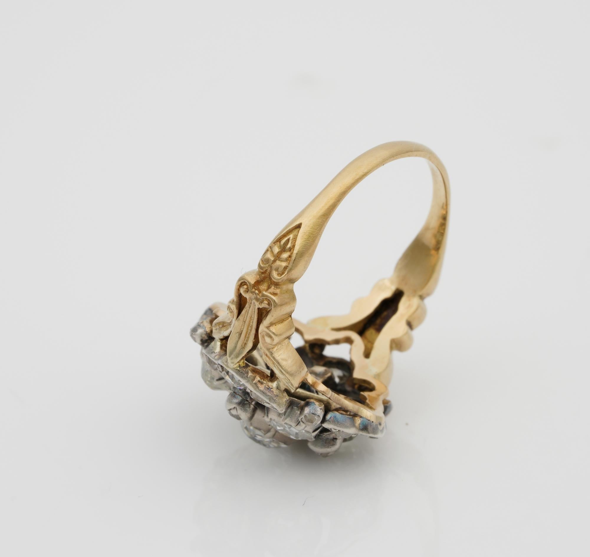 Georgian 2.0 Carat Diamond Rare Cluster Ring For Sale 2