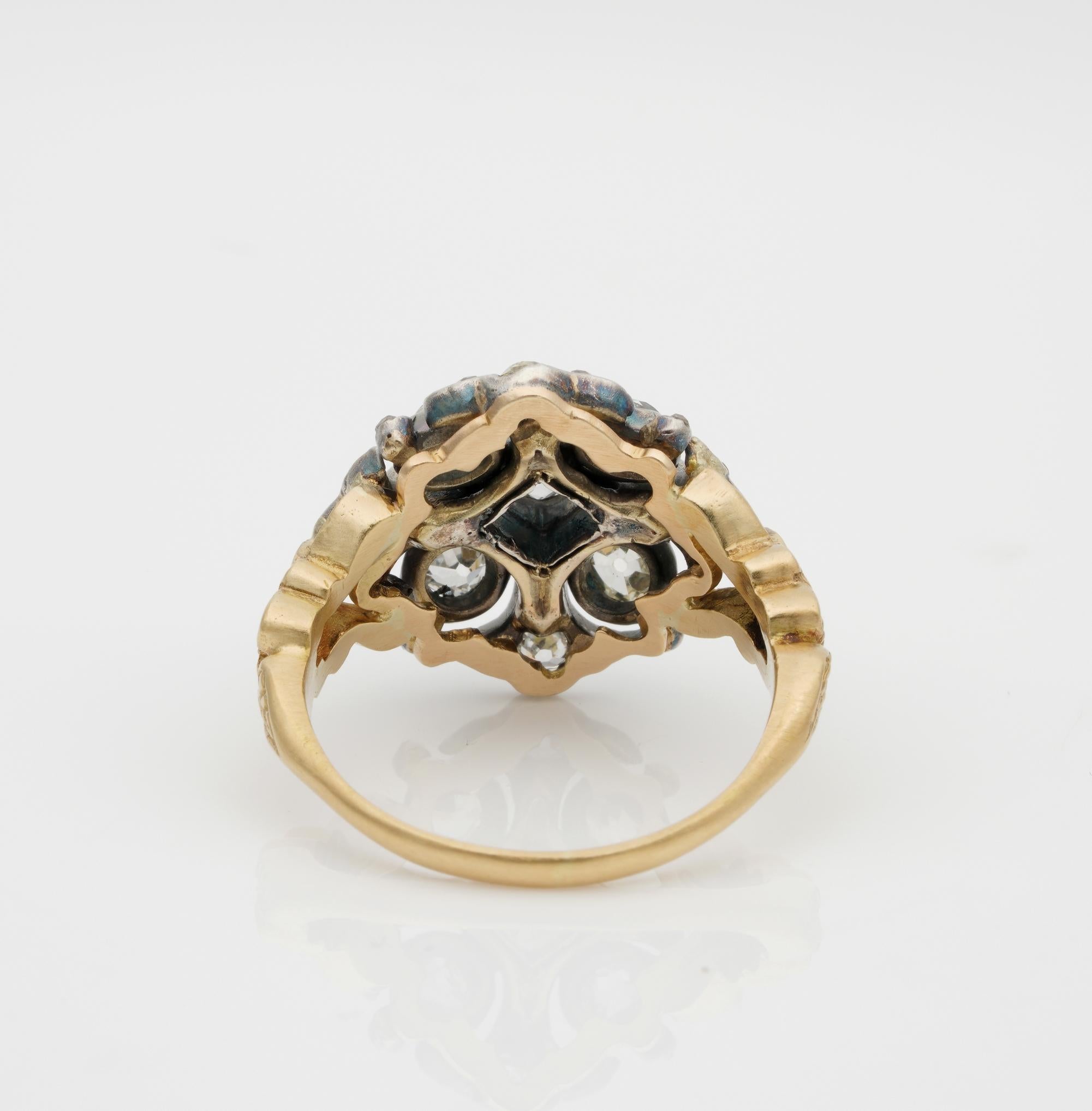 Georgian 2.0 Carat Diamond Rare Cluster Ring For Sale 3