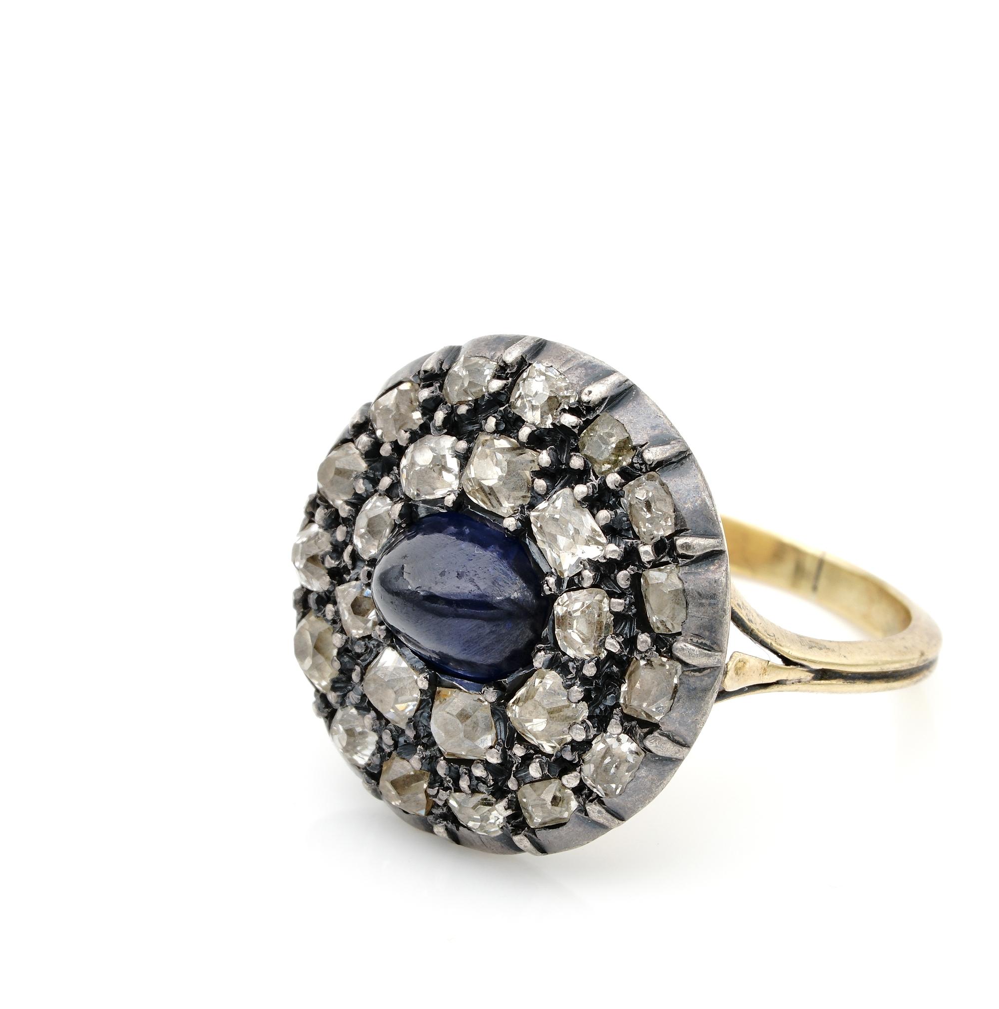 Women's Georgian 2.0 Ct Natural Sapphire 2.40 Ct Diamond Ring For Sale