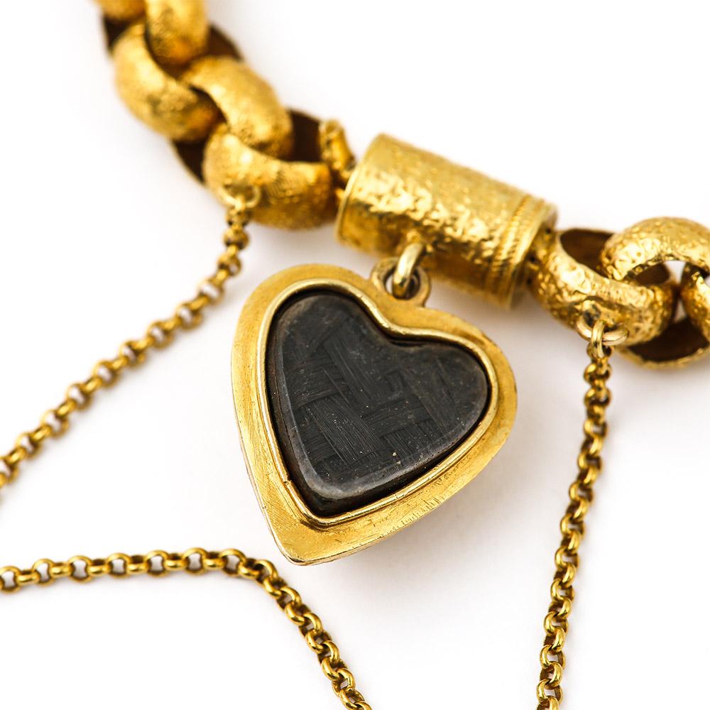 Georgian 20 Karat Gold Bracelet with Turquoise Heart Locket, circa 1820 6