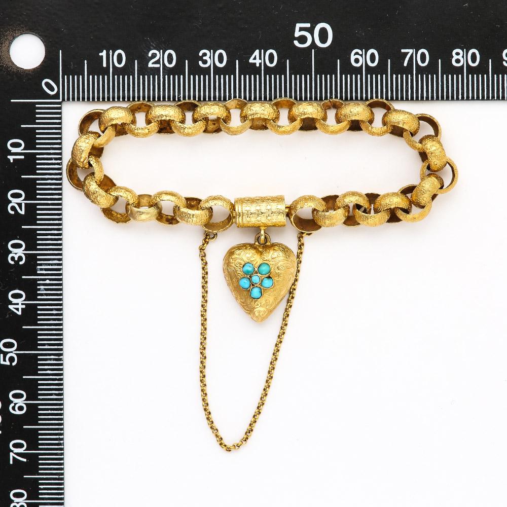 Georgian 20 Karat Gold Bracelet with Turquoise Heart Locket, circa 1820 10