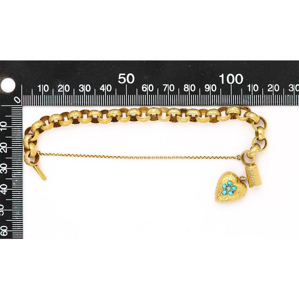 Georgian 20 Karat Gold Bracelet with Turquoise Heart Locket, circa 1820 11