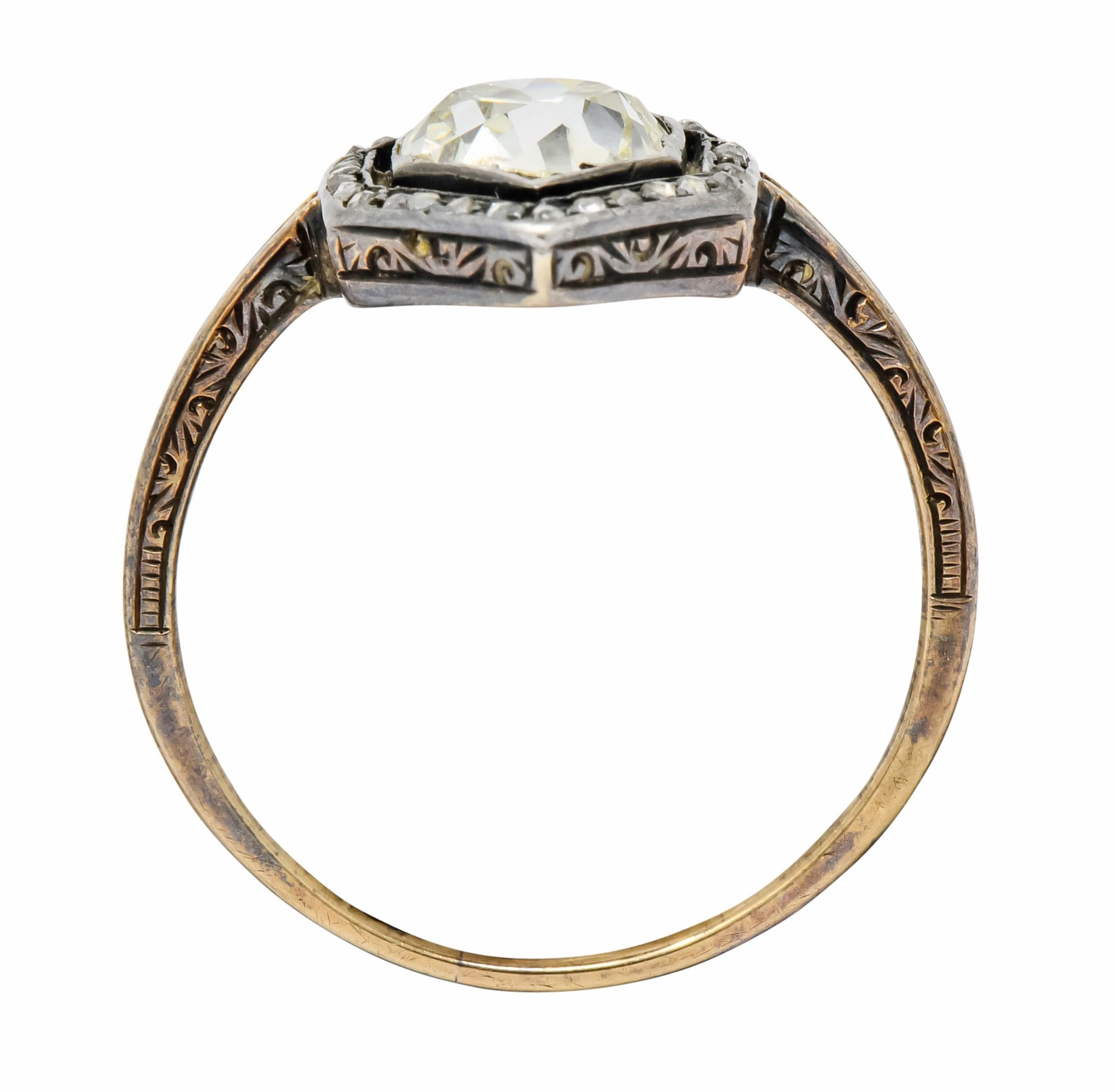 Georgian 2.00 Carat Diamond Silver-Topped 14 Karat Gold Engagement Ring, 1800 In Excellent Condition In Philadelphia, PA