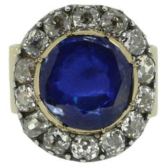 Anillo georgiano en racimo de zafiros y diamantes de 2,00 quilates