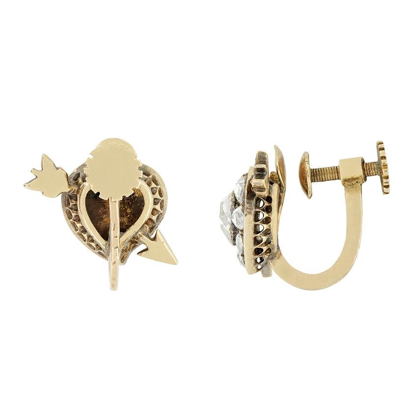 Taille rose Boucles d'oreilles géorgiennes en diamant de 2,00ct, c.I.C. en vente