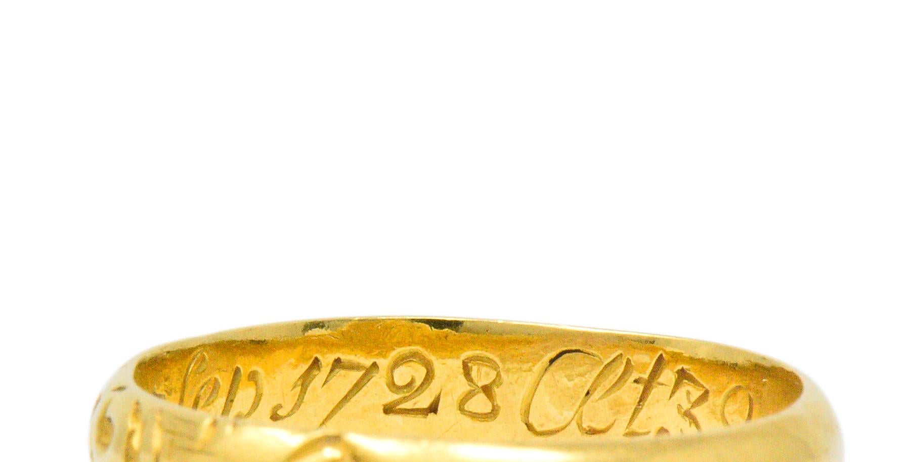 Georgian 22 Karat Gold Memento Mori Skull Unisex Band Ring 2