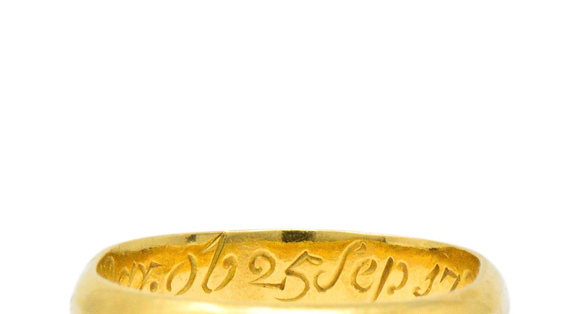 Georgian 22 Karat Gold Memento Mori Skull Unisex Band Ring 3