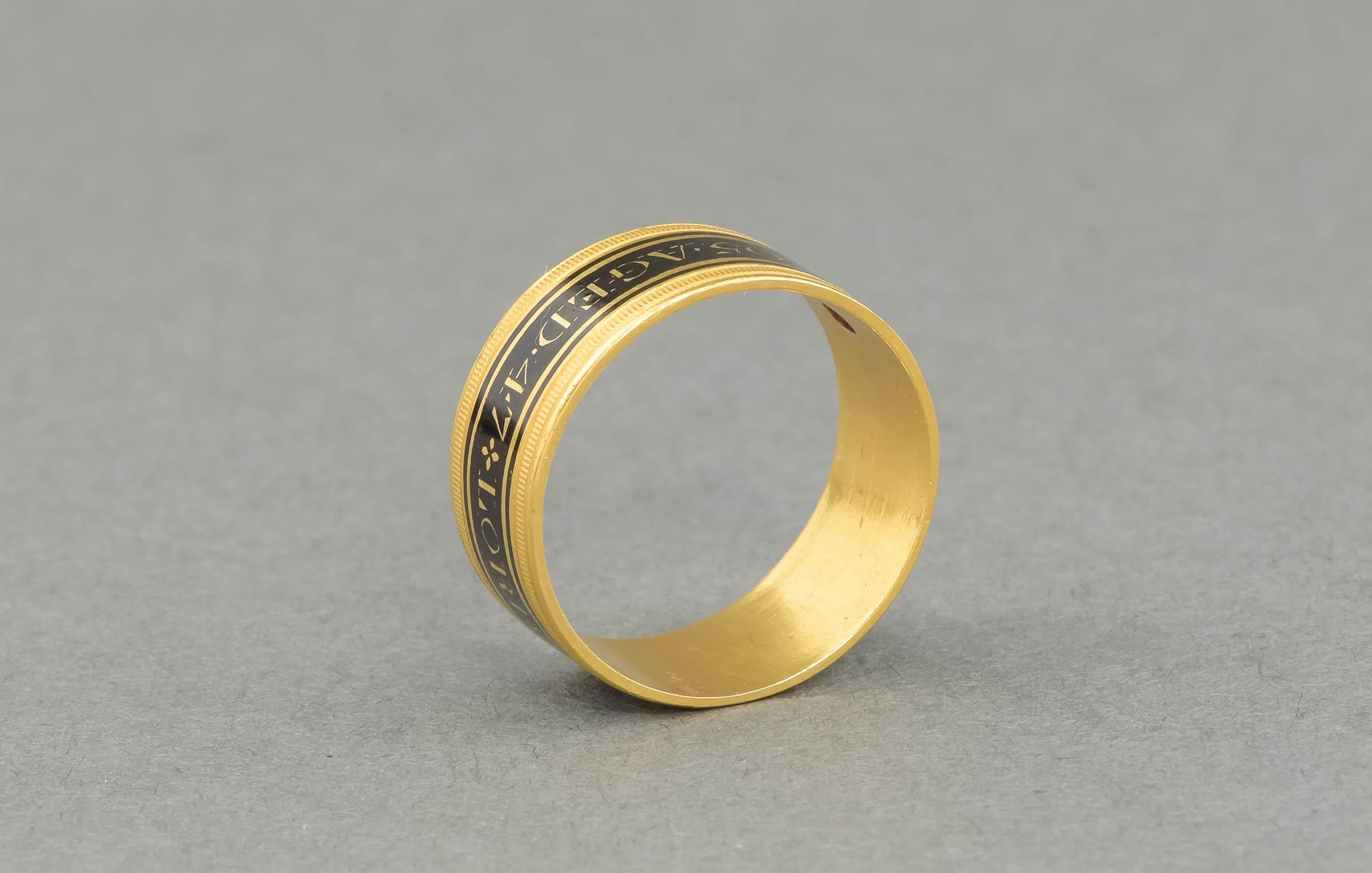 Women's or Men's Georgian 22K Enamel Memorial Ring for Lord St. John, 1805, Important Maker For Sale