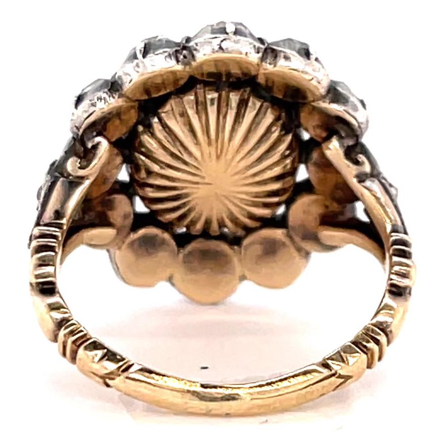 Women's or Men's Georgian Dutch Revival Rose Cut Diamond Gold Cluster Ring