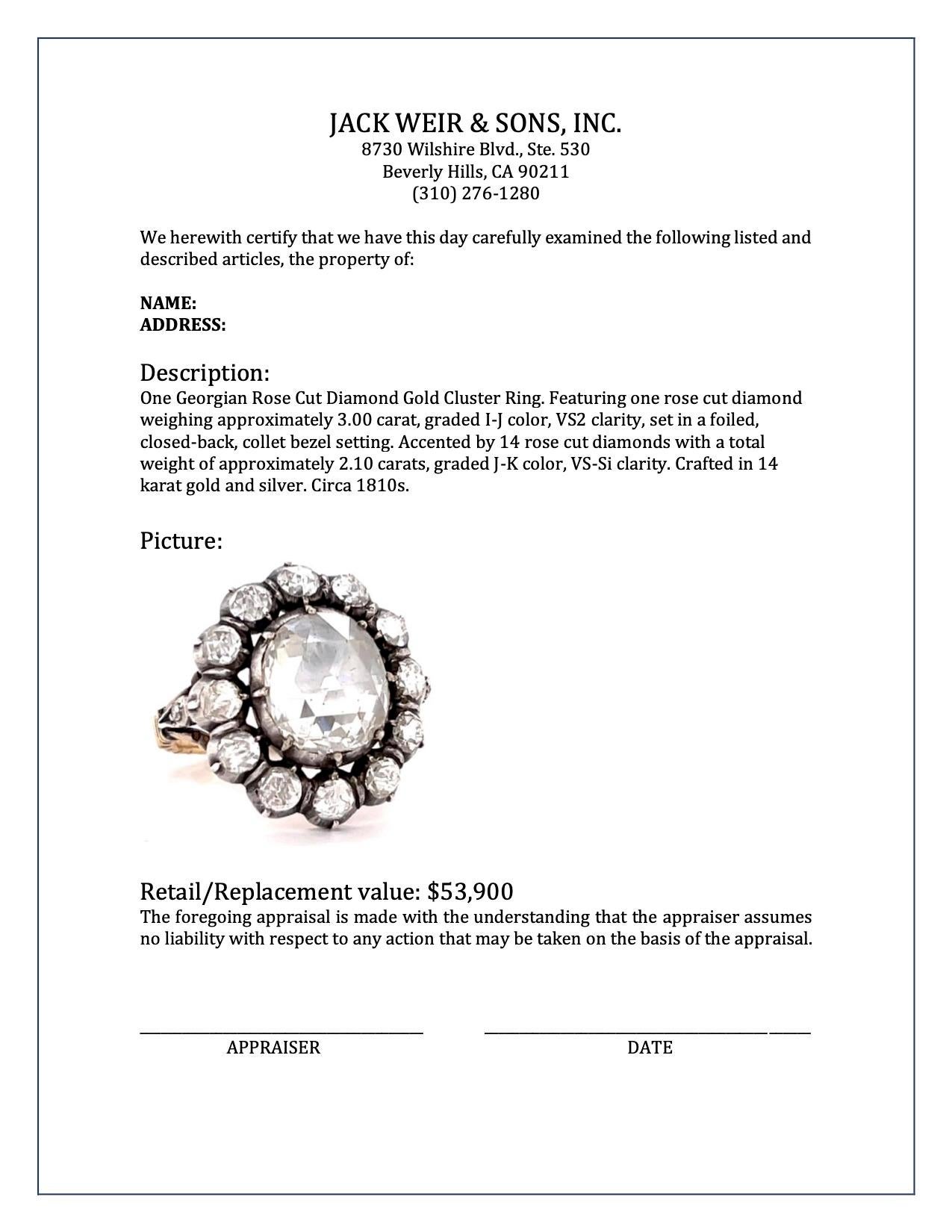 Georgian Dutch Revival Rose Cut Diamond Gold Cluster Ring 1