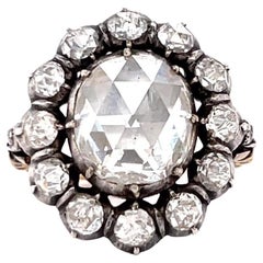 Georgian Dutch Revival Rose Cut Diamond Gold Cluster Ring