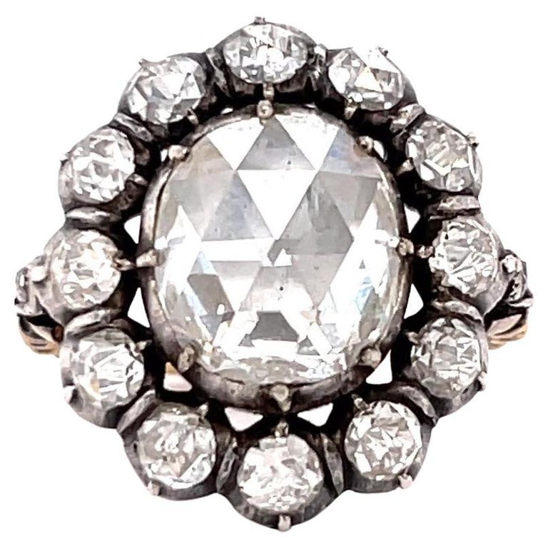 Georgian Dutch Revival Rose Cut Diamond Gold Cluster Ring For Sale at ...