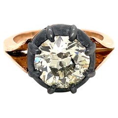 Bague boutonnée en diamant taille vieille mine de style géorgien de 3,40 carats à l'arrière