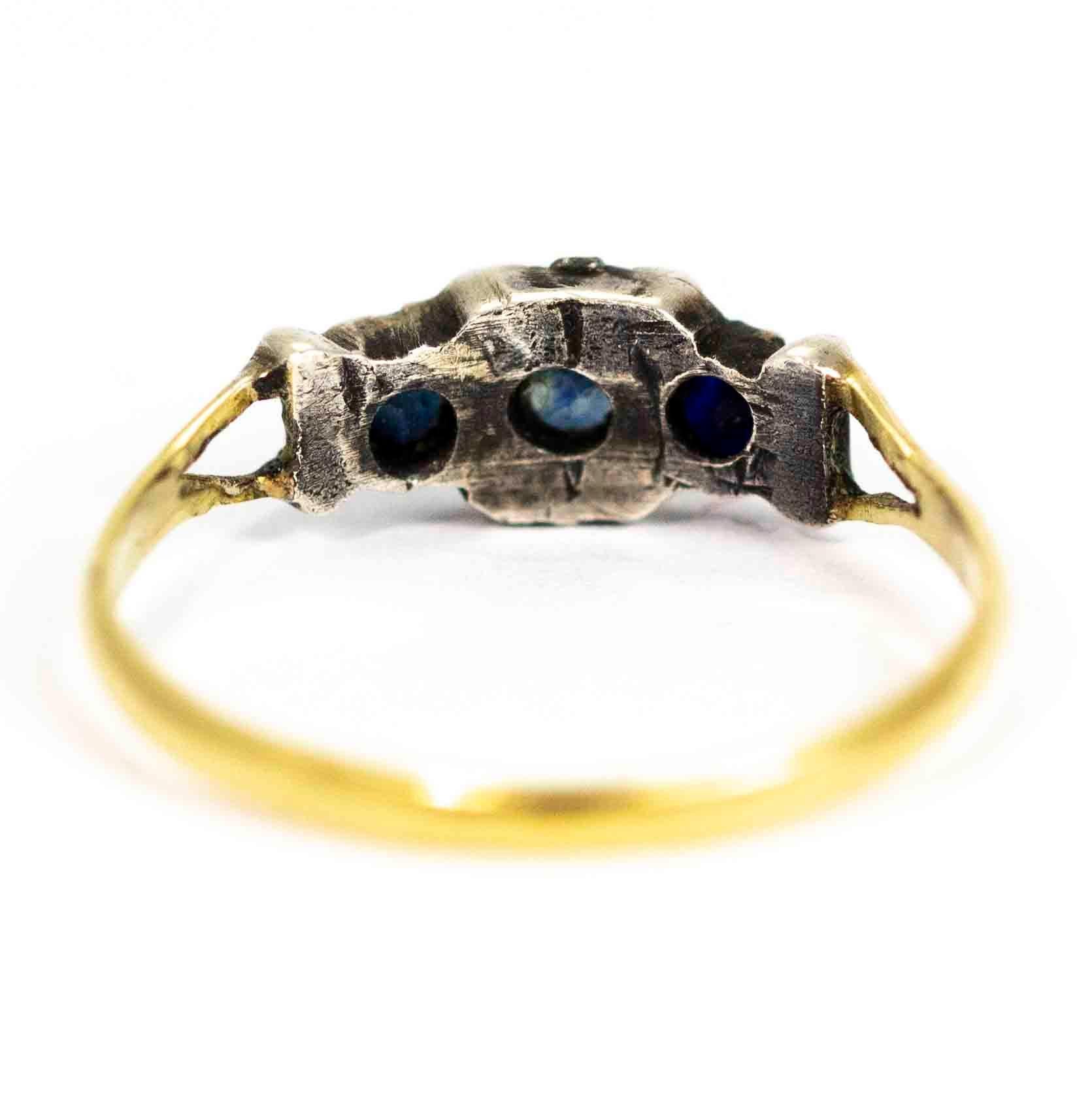 Georgian 9 Carat Gold Diamond and Topaz Cluster Ring In Good Condition In Chipping Campden, GB