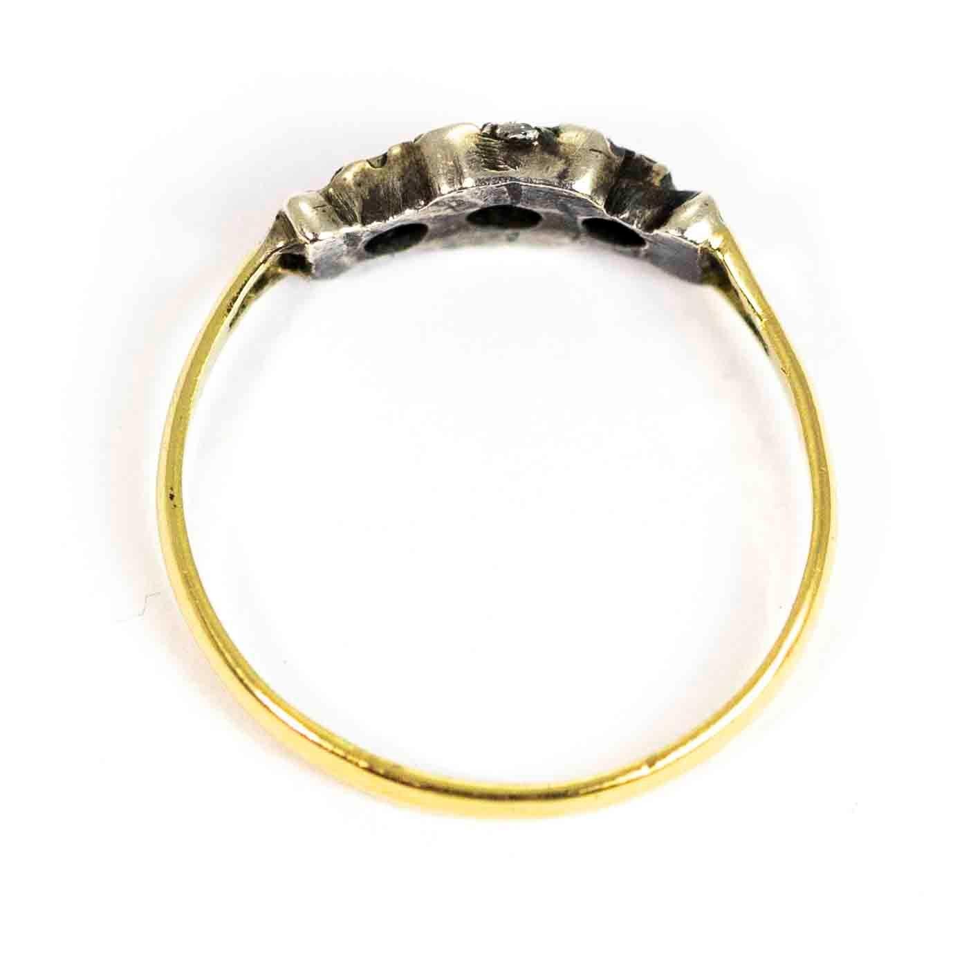 Georgian 9 Carat Gold Diamond and Topaz Cluster Ring 2