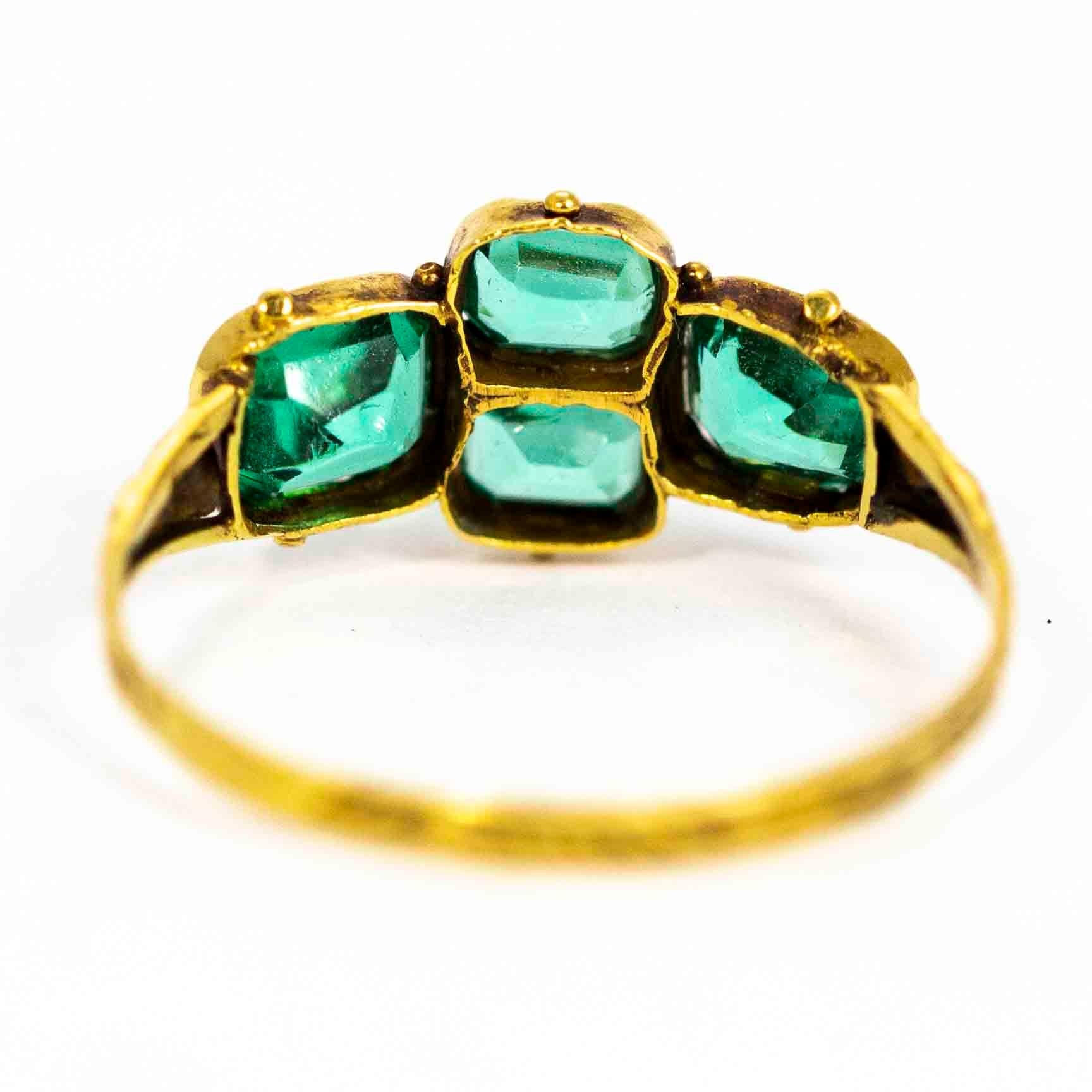 George III Georgian 9 Carat Gold Green Paste Ring