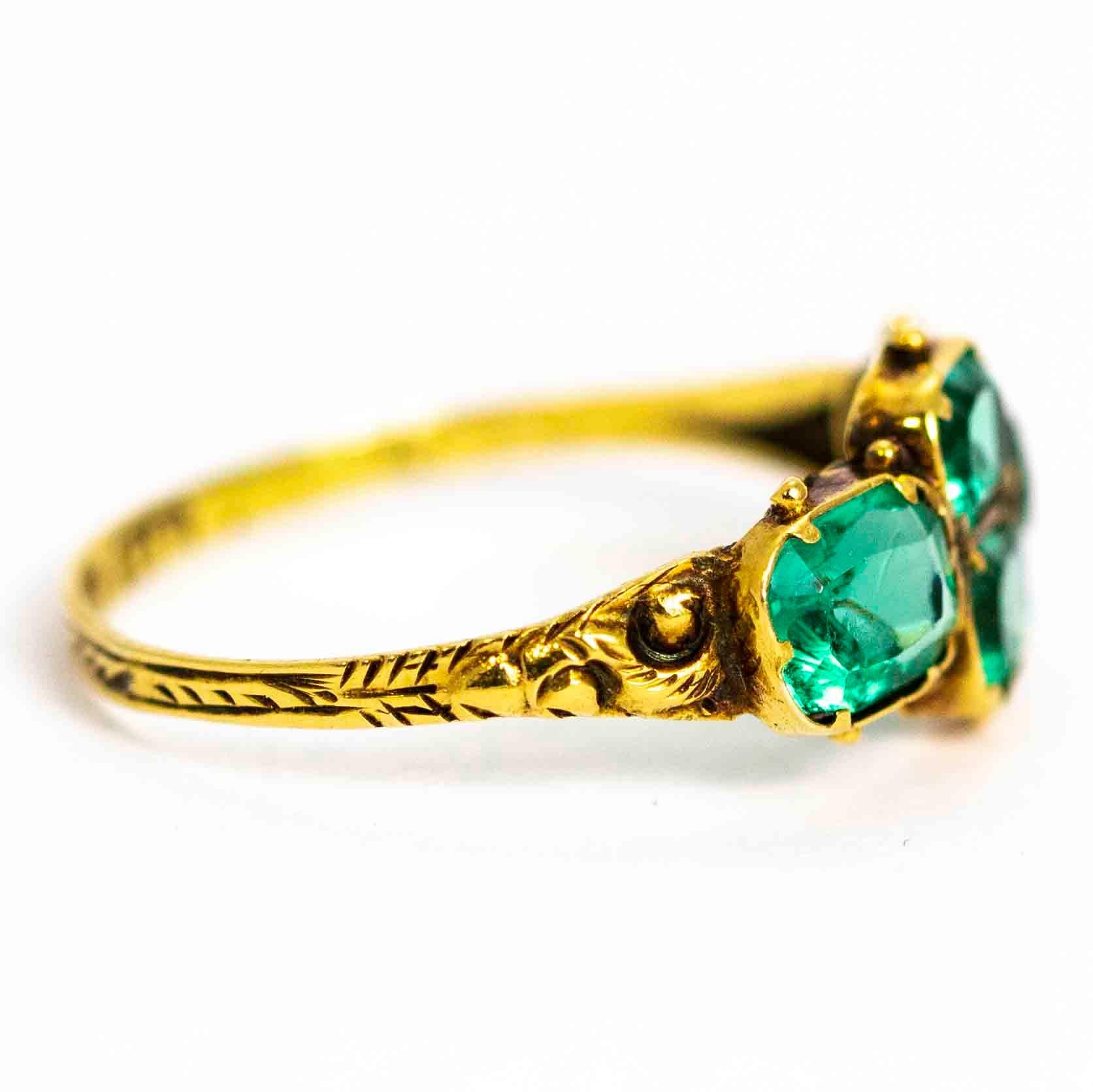 Georgian 9 Carat Gold Green Paste Ring In Good Condition In Chipping Campden, GB