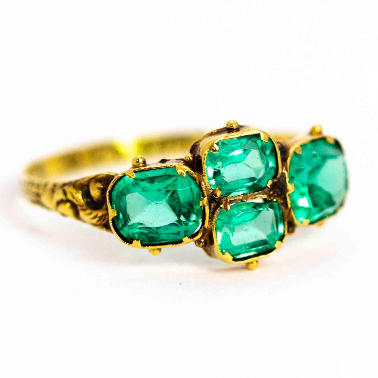 Women's or Men's Georgian 9 Carat Gold Green Paste Ring
