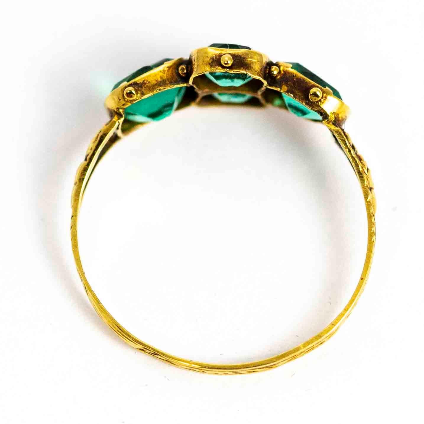 Georgian 9 Carat Gold Green Paste Ring 1