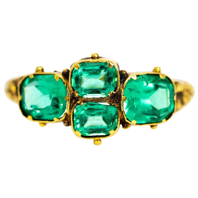 Georgian 9 Carat Gold Green Paste Ring at 1stDibs