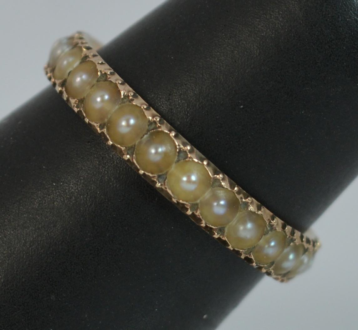 Georgian 9 Carat Rose Gold and Pearl Full Eternity Stack Band Ring 6