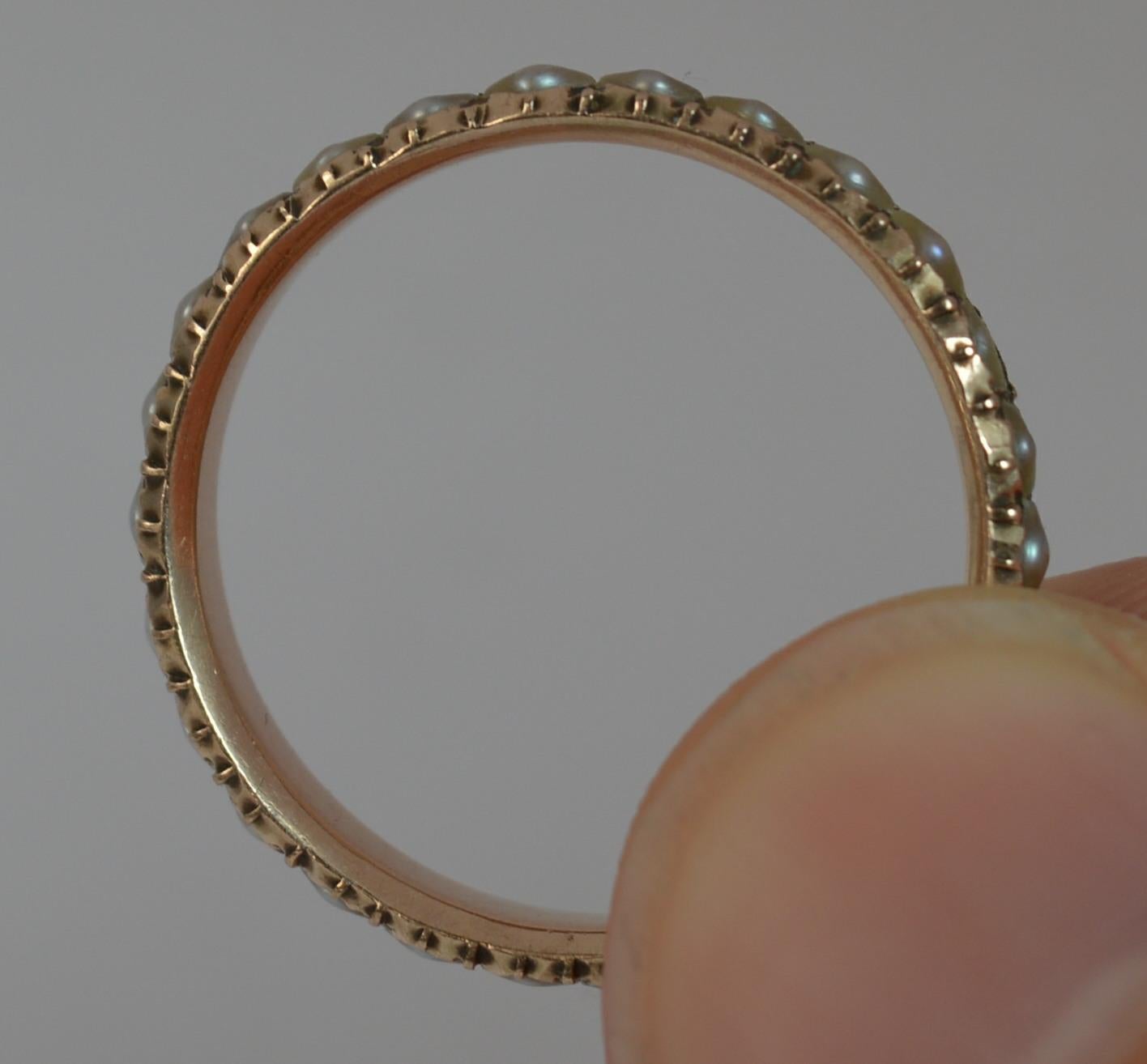 Georgian 9 Carat Rose Gold and Pearl Full Eternity Stack Band Ring In Excellent Condition In St Helens, GB