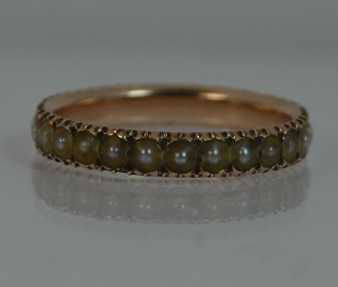 Georgian 9 Carat Rose Gold and Pearl Full Eternity Stack Band Ring 2